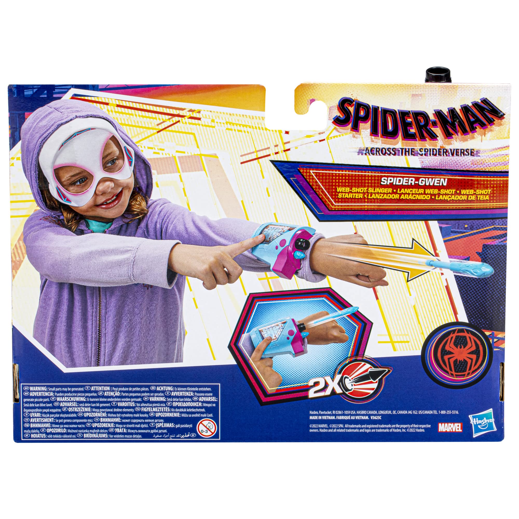 Marvel Spider-Man: Across The Spider-Verse Spider-Gwen Web-Shot Slinger Mask and Blaster Set, Web Shooter, Super Hero Costume Toys, Kids, Ages 5+