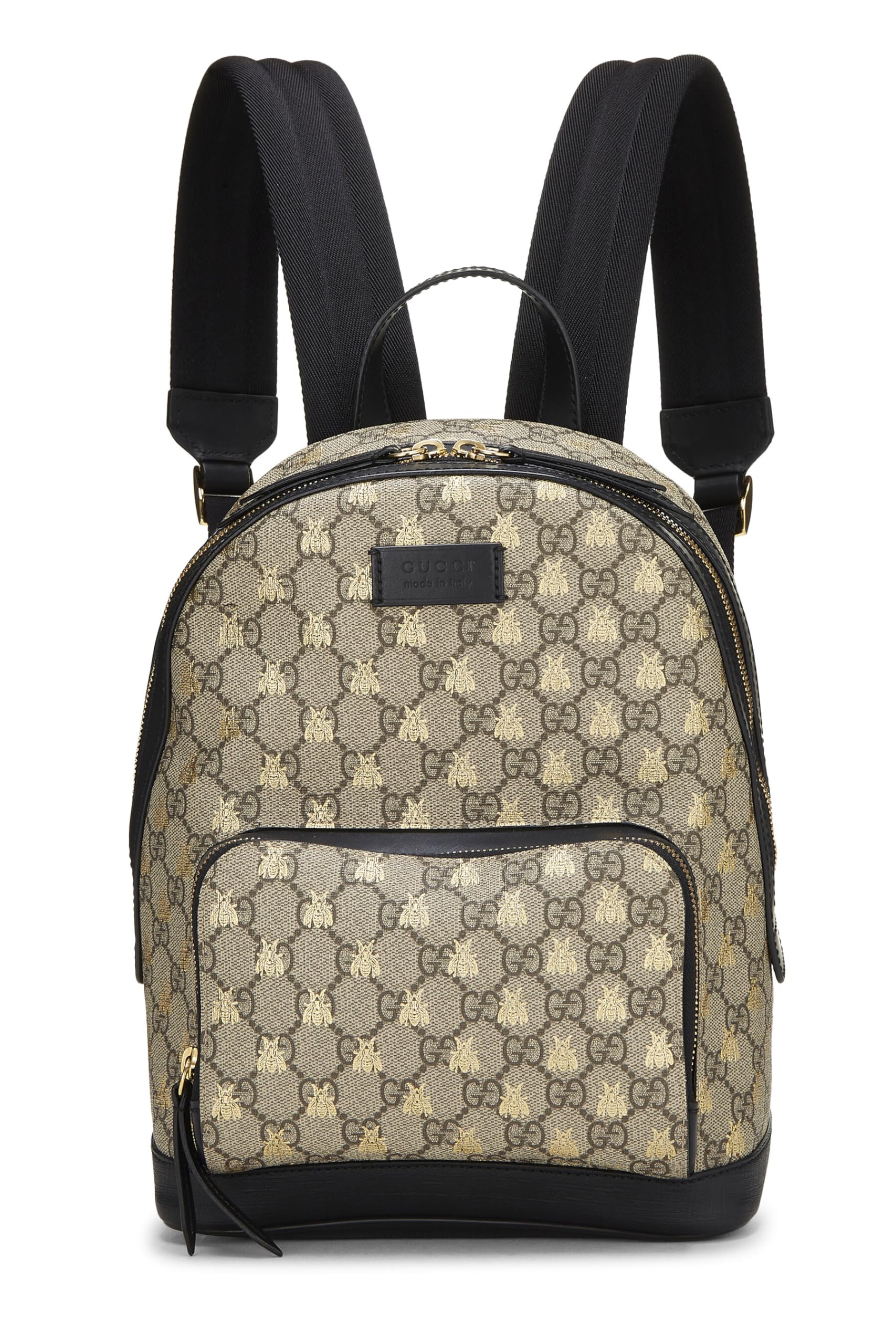 Gucci, Pre-Loved Black Original GG Supreme Canvas Bee Backpack, Black