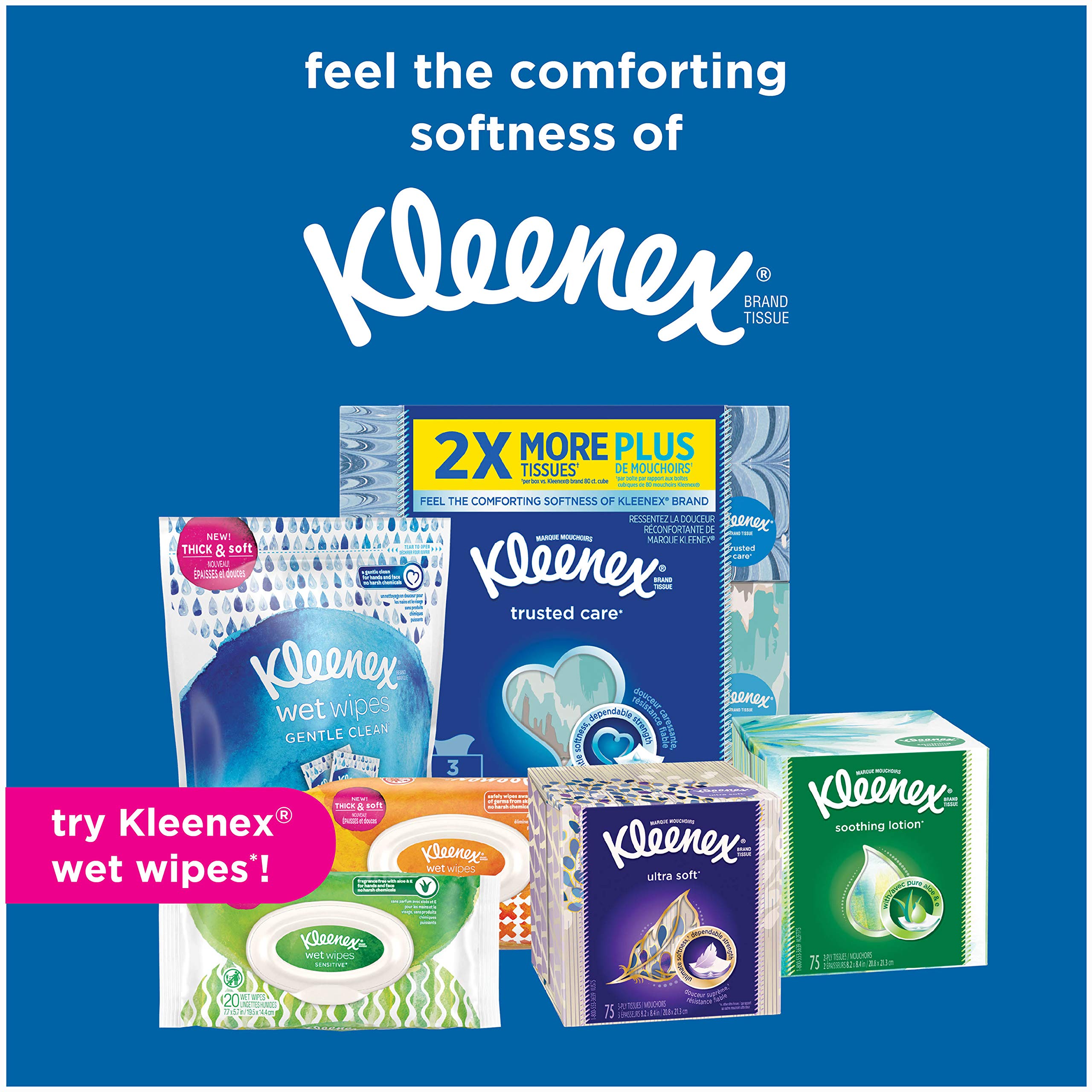 Kleenex Facial Tissue, Ultra Soft 75 Count (Pack of 4)