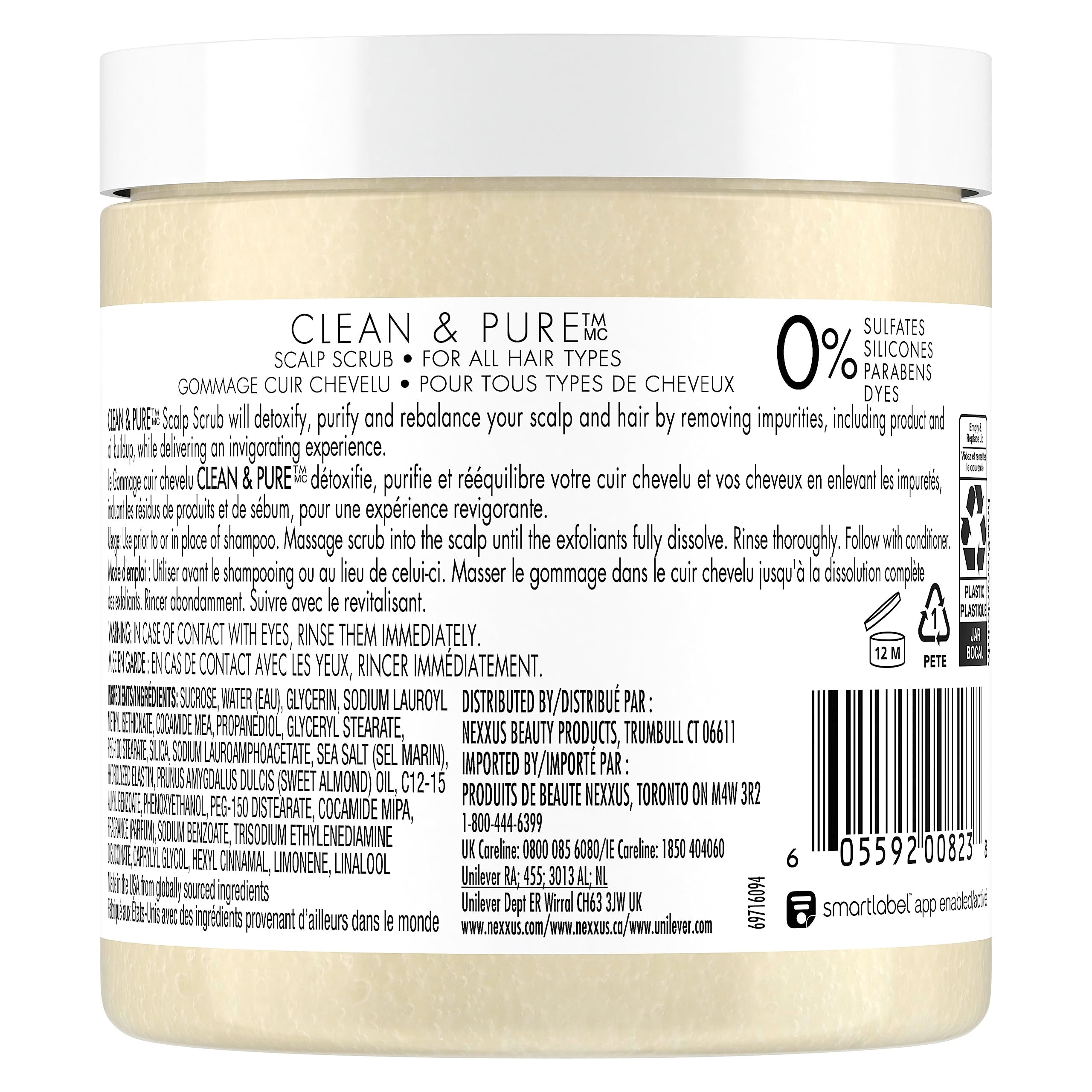 Nexxus Sulfate-Free Hair Scrub To Nourish & Clarify Exfoliating Scalp Scrub Silicone, Dye, & Paraben Free Hair Scrub 10 oz