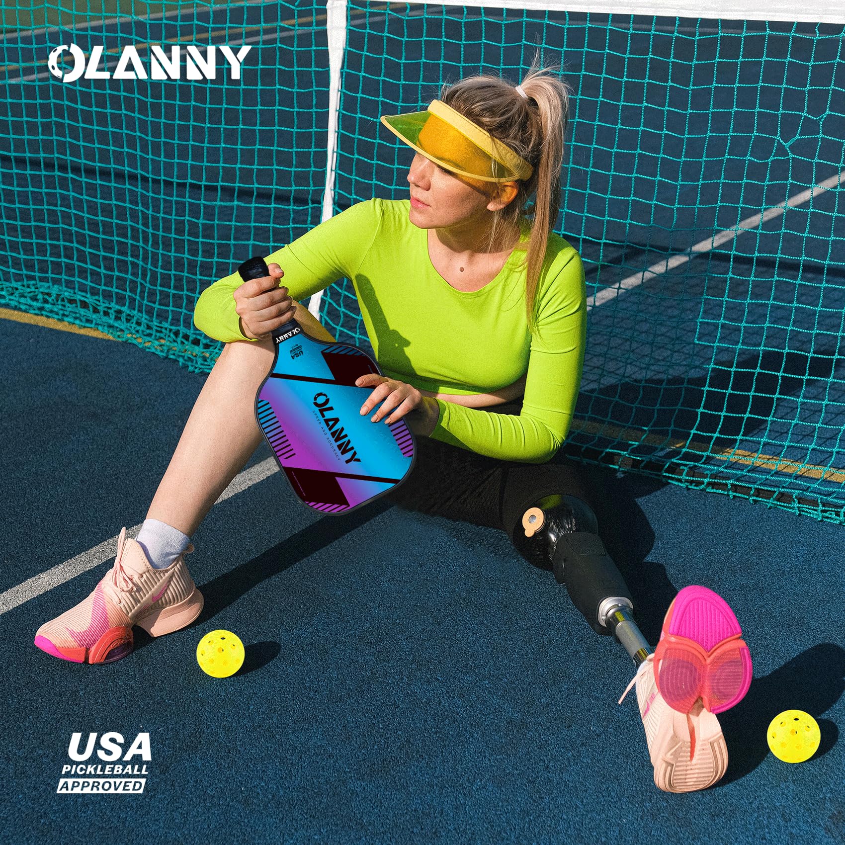 OLANNY Pickleball Paddles Set of 4 Graphite Pickleball Set with Honeycomb Core and Comfort Grip,Pickle-Ball Equipment includes 4 Pickleball Racquets,6 Balls,4 Pickleball Grip Tape & 1 Portable Bag