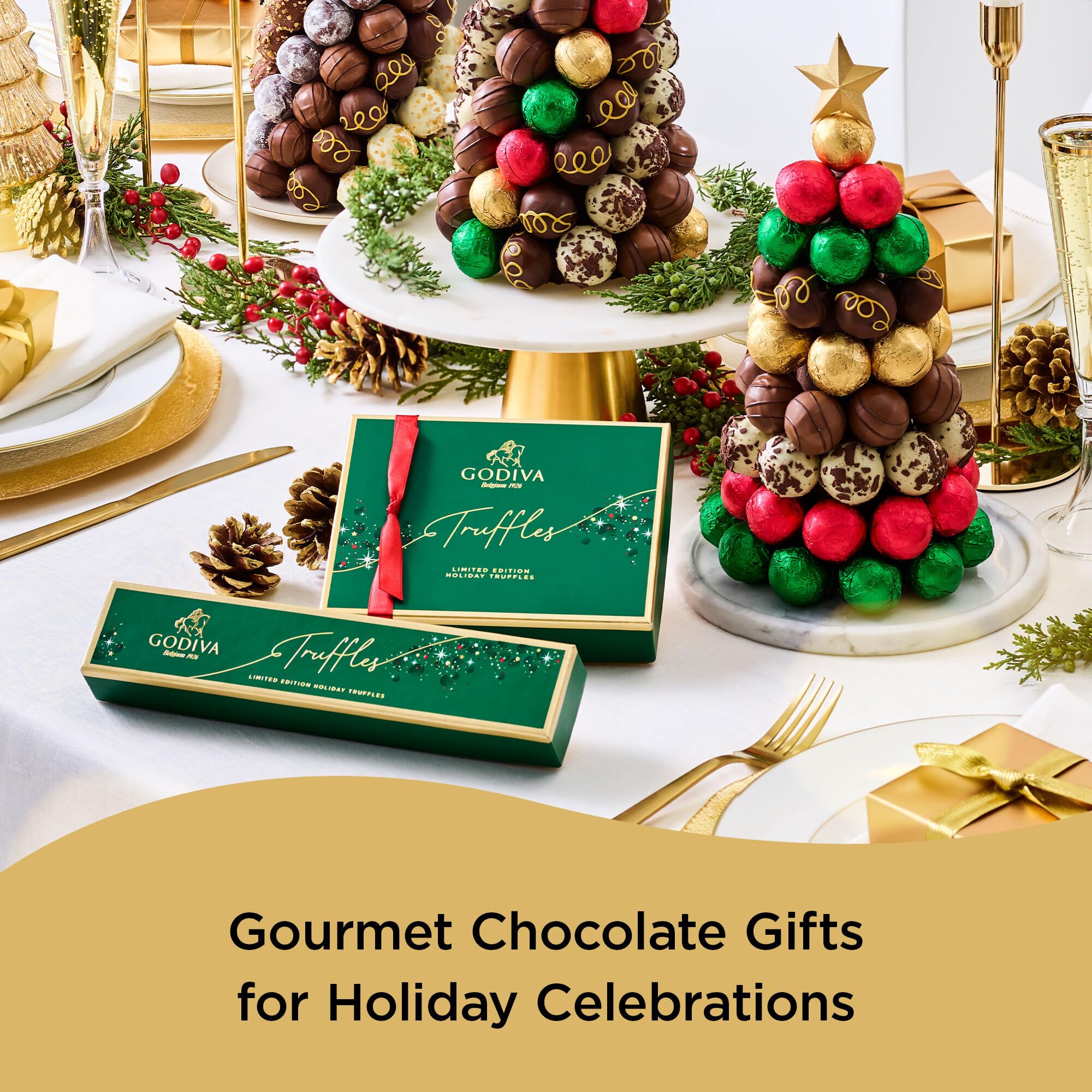 Godiva Chocolatier Holiday Truffle Flight - 12 Piece Limited Edition Assorted Gift Box – Gourmet Dark, Milk and White Chocolate Truffles for Chocolate Lovers