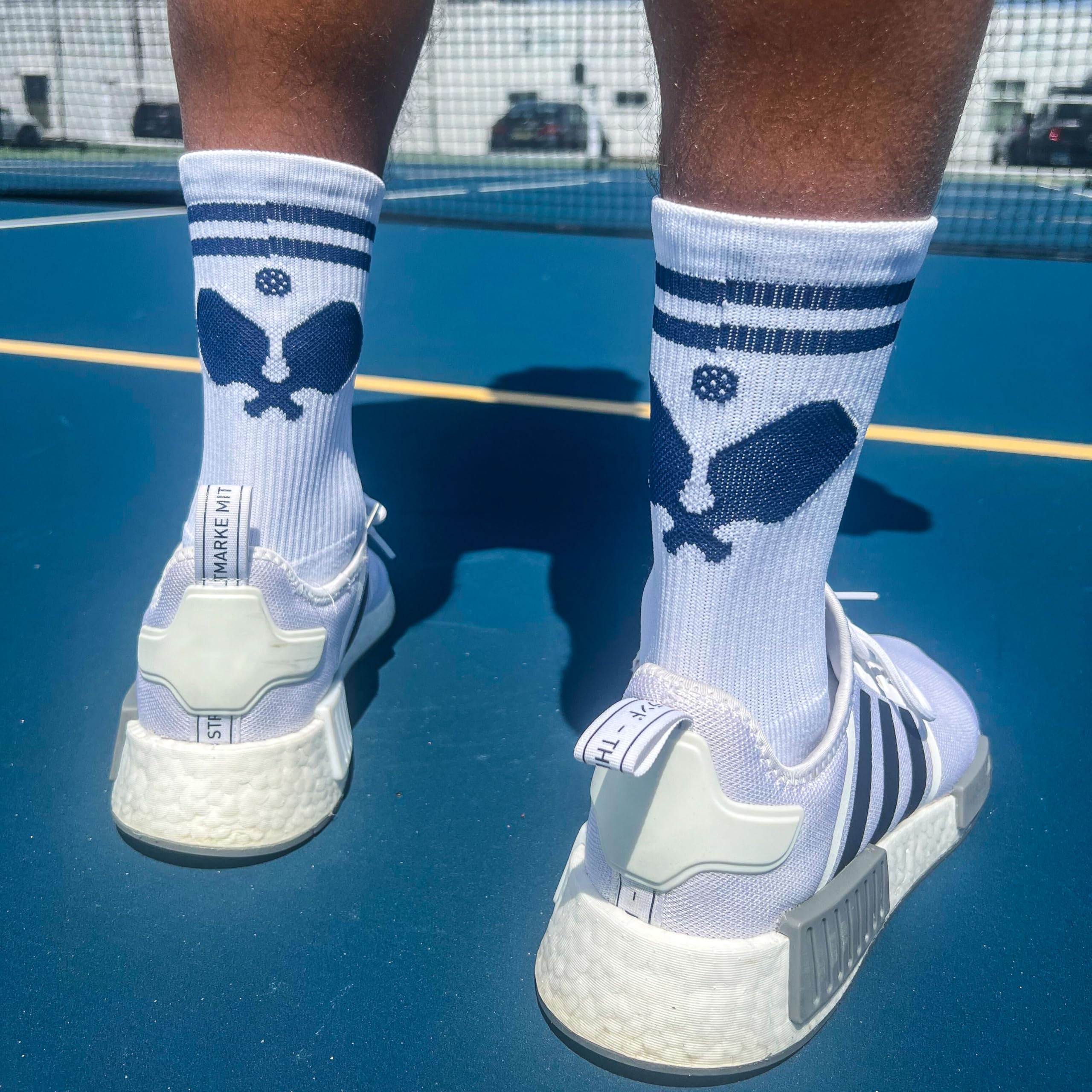 ChalkTalkSPORTS Pickleball Performance Crew Socks - Crossed Paddles - Pickleball Mid-Calf Socks - Adult