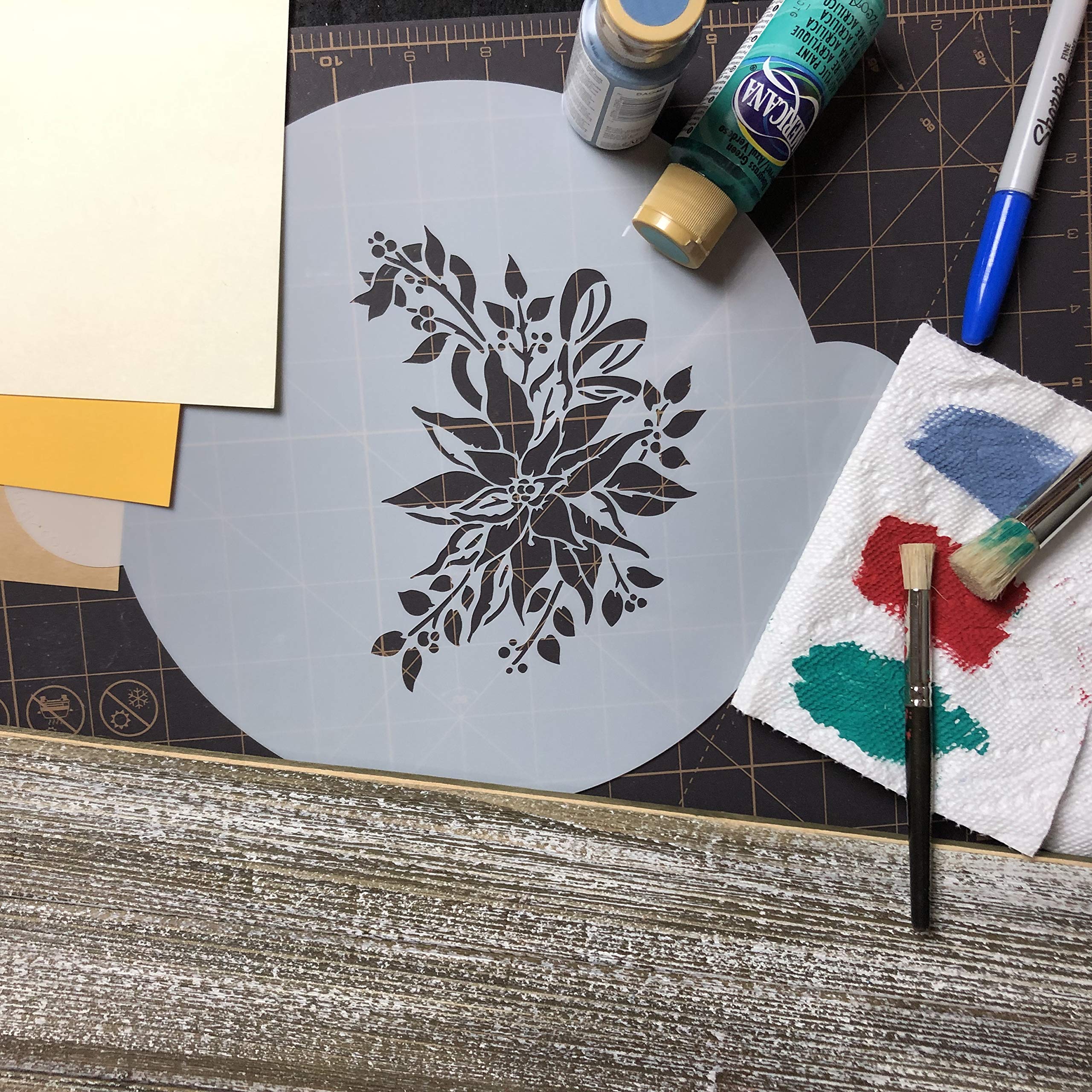 Designer Stencils Poinsettia Spray Cake Stencil, Beige/semi-transparent