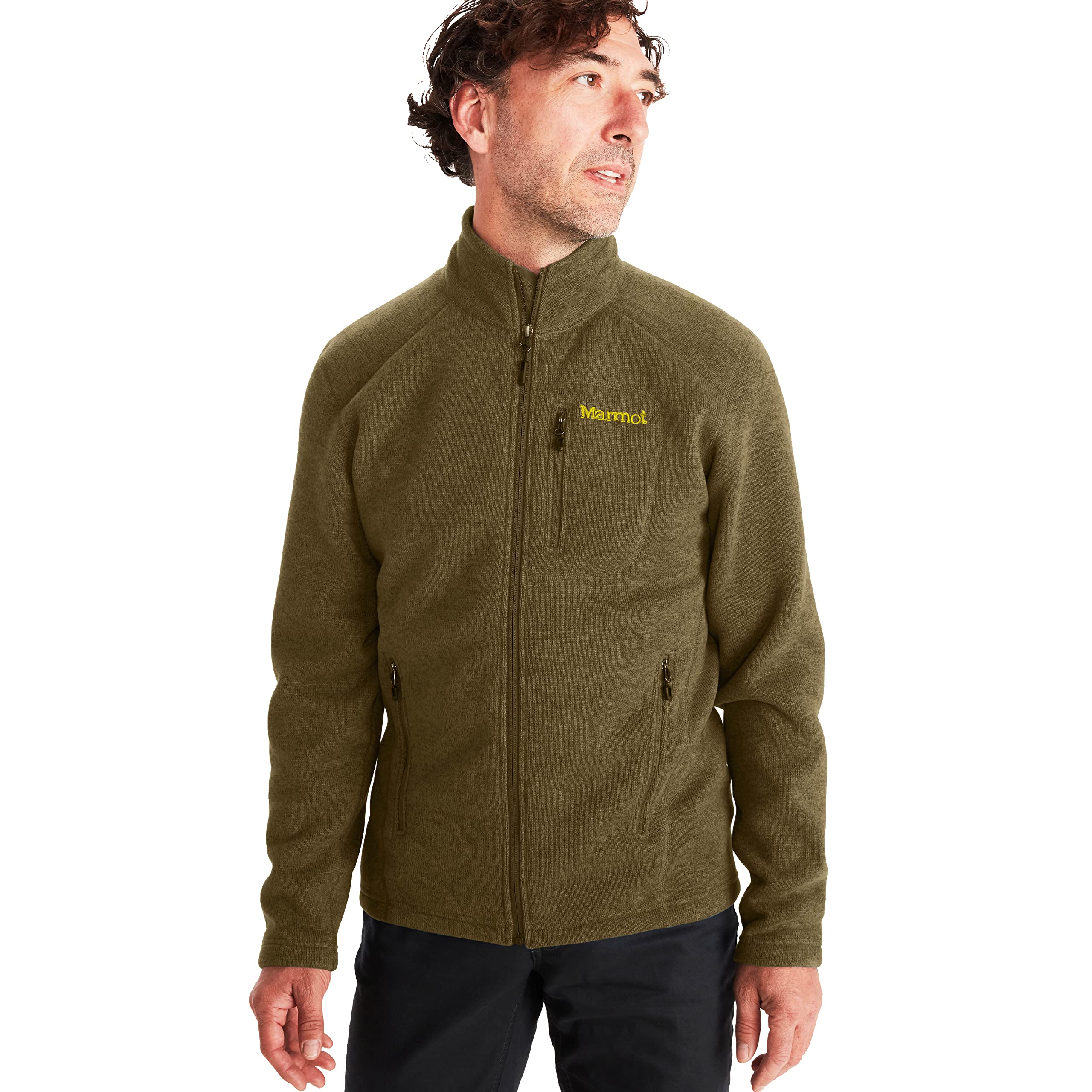 MARMOT Men’s Drop Line Jacket | Lightweight, Sweater Fleece, Deep Moss, Small