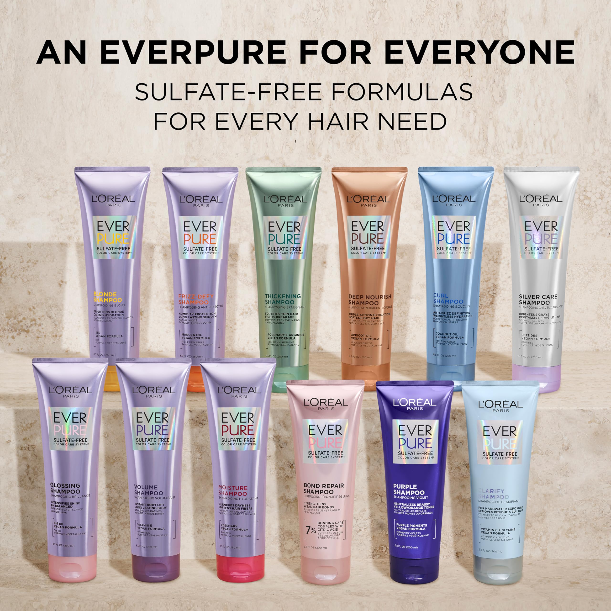 L'Oreal Paris Thickening Sulfate Free Shampoo, Thickens + Strengthens Thin, Fragile Hair, Hair Care with Rosemary Leaf, EverPure, 8.5 Fl Oz (Packaging May Vary)
