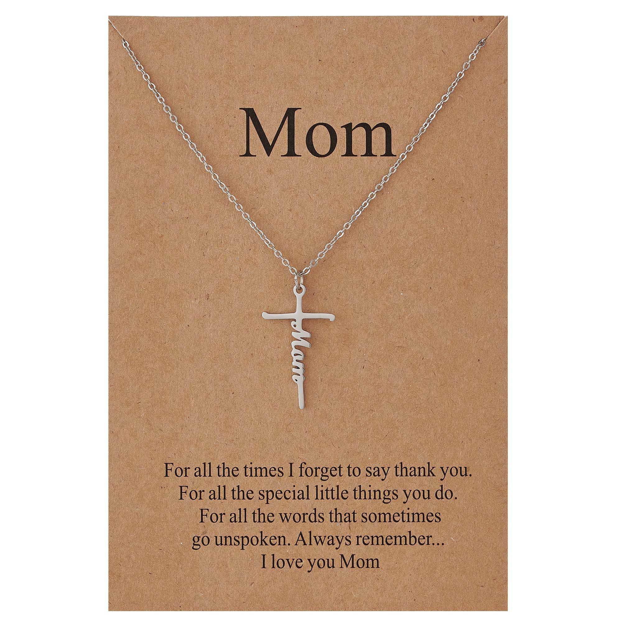 Lcherry Gifts for Mom Mom Necklace Mom Cross Necklace for Women Mom Birthday Gifts from Daughter