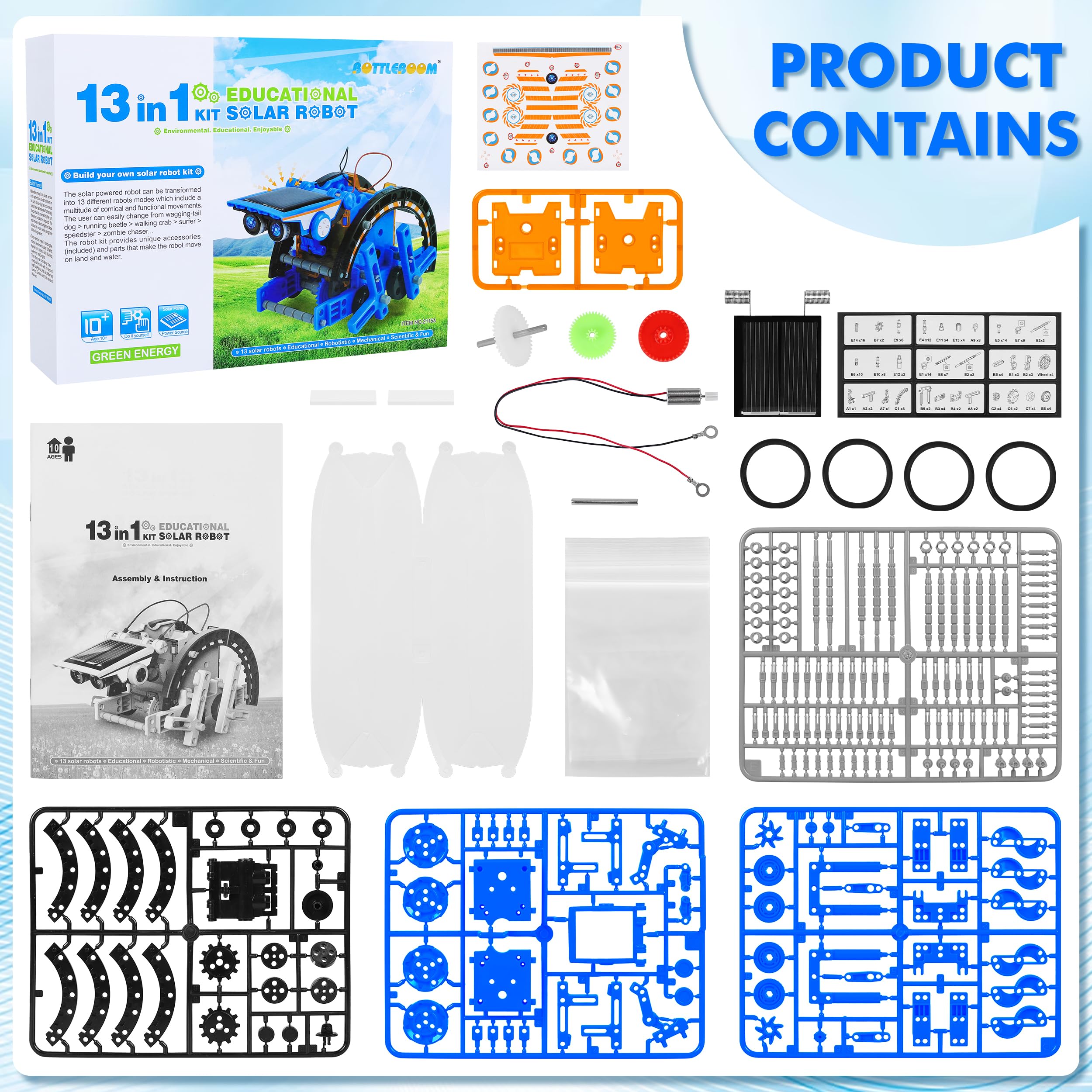 STEM 13-in-1 Education Solar Power Robots Toys for Boys Age 8-12, Educational Toy Science Kits for Kids, Building Experiment Robotics Set STEM Project Gifts for 8 9 10 11 12 Years Old Boy Girls Teens