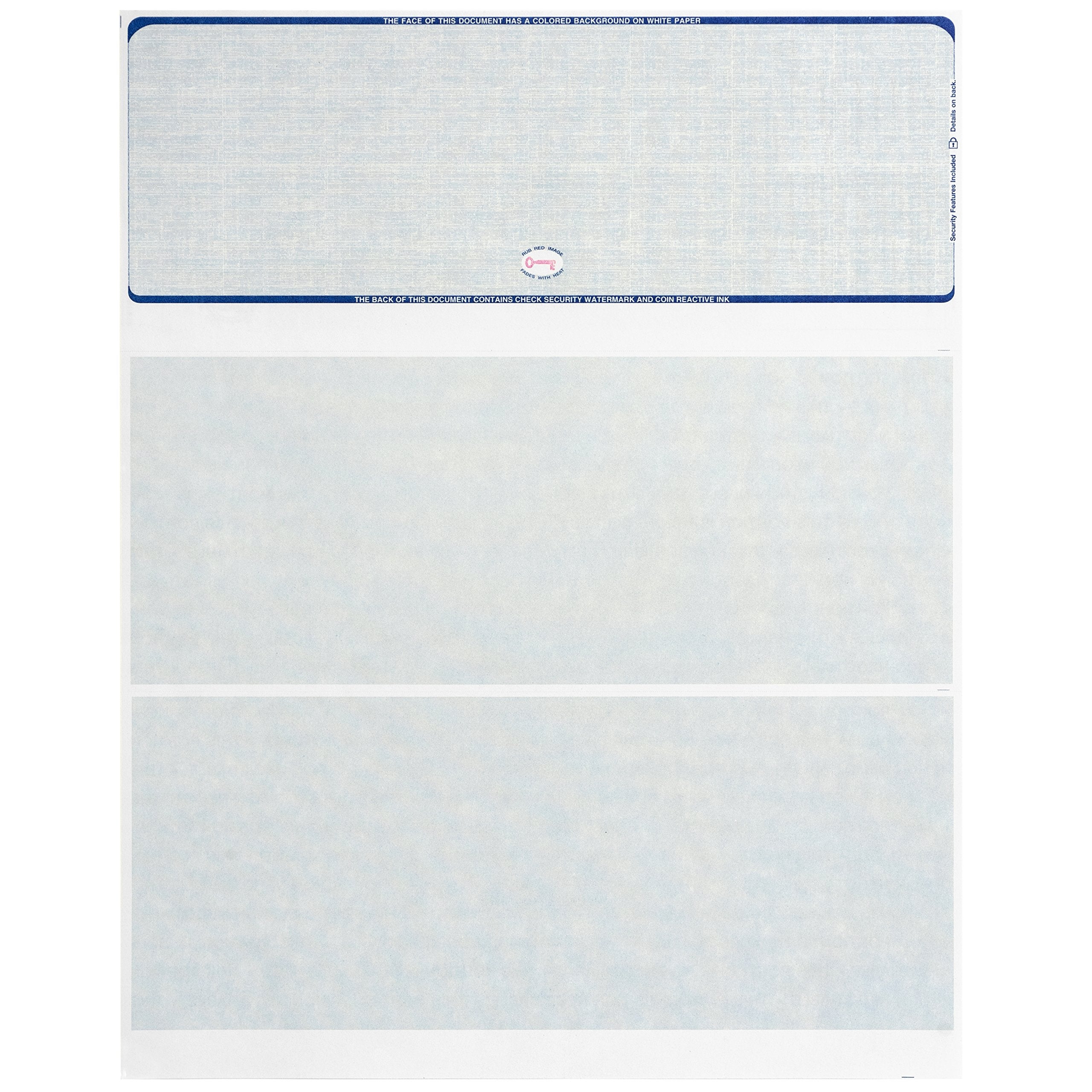 500 Blank Check Stock - Designed for Secure Computer Printed Checks with Quickbooks, and more - Blue Linen Pattern- 500 Sheets - 8.5 Inch x 11 Inch