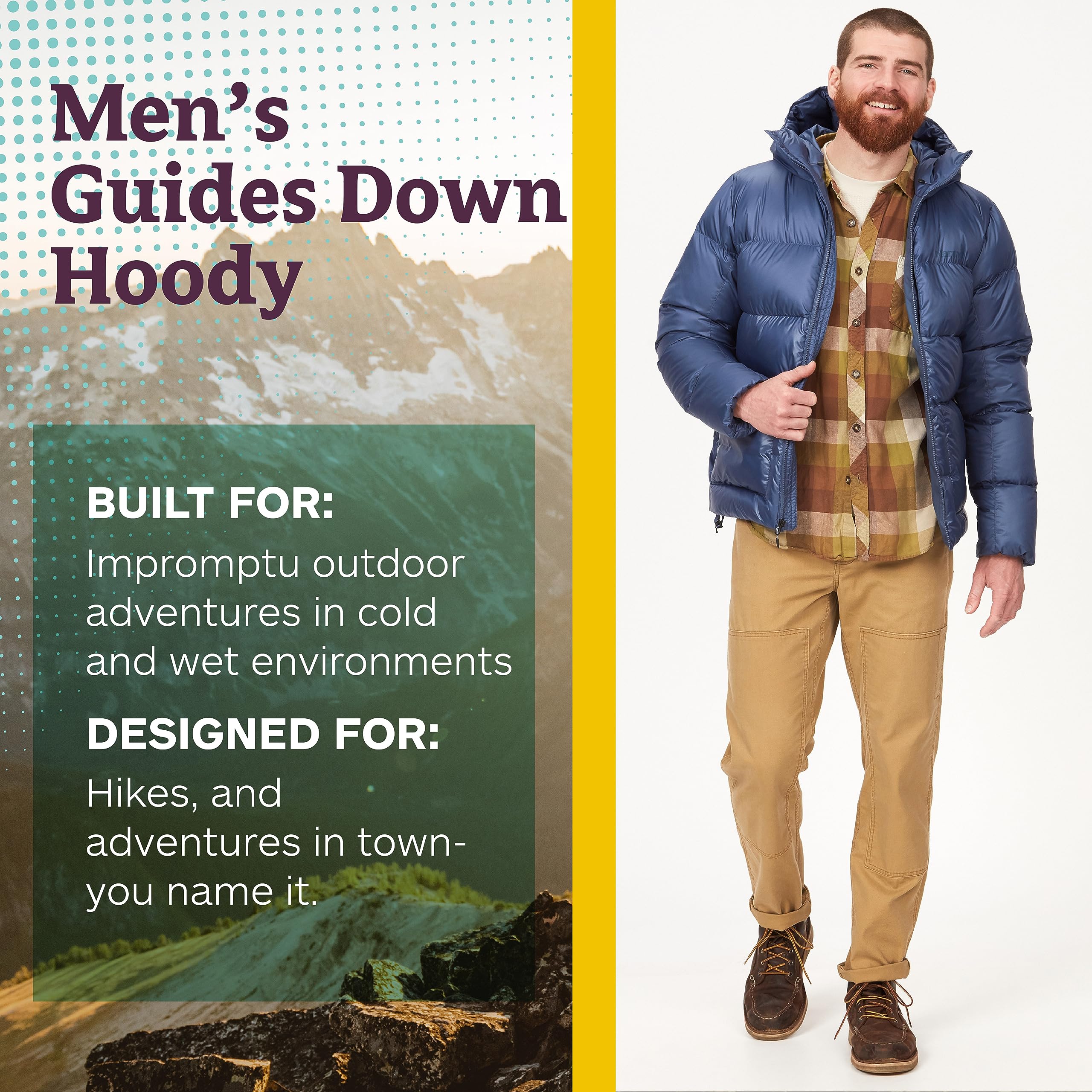 MARMOT Men’s Guides Hoody Jacket | Down-Insulated, Water-Resistant, Lightweight, Storm, Small