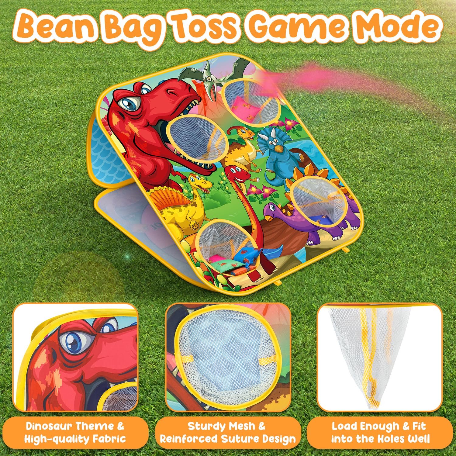 HelloJoy Bean Bag Toss Game Kids Outdoor Toys,Double-Sided Foldable Cornhole Board Backyard Beach Yard Outdoor Toys for Toddler, Outside Lawn Party Activities Toy Gifts for Boys Girls Age 3 4 5 6 7 8