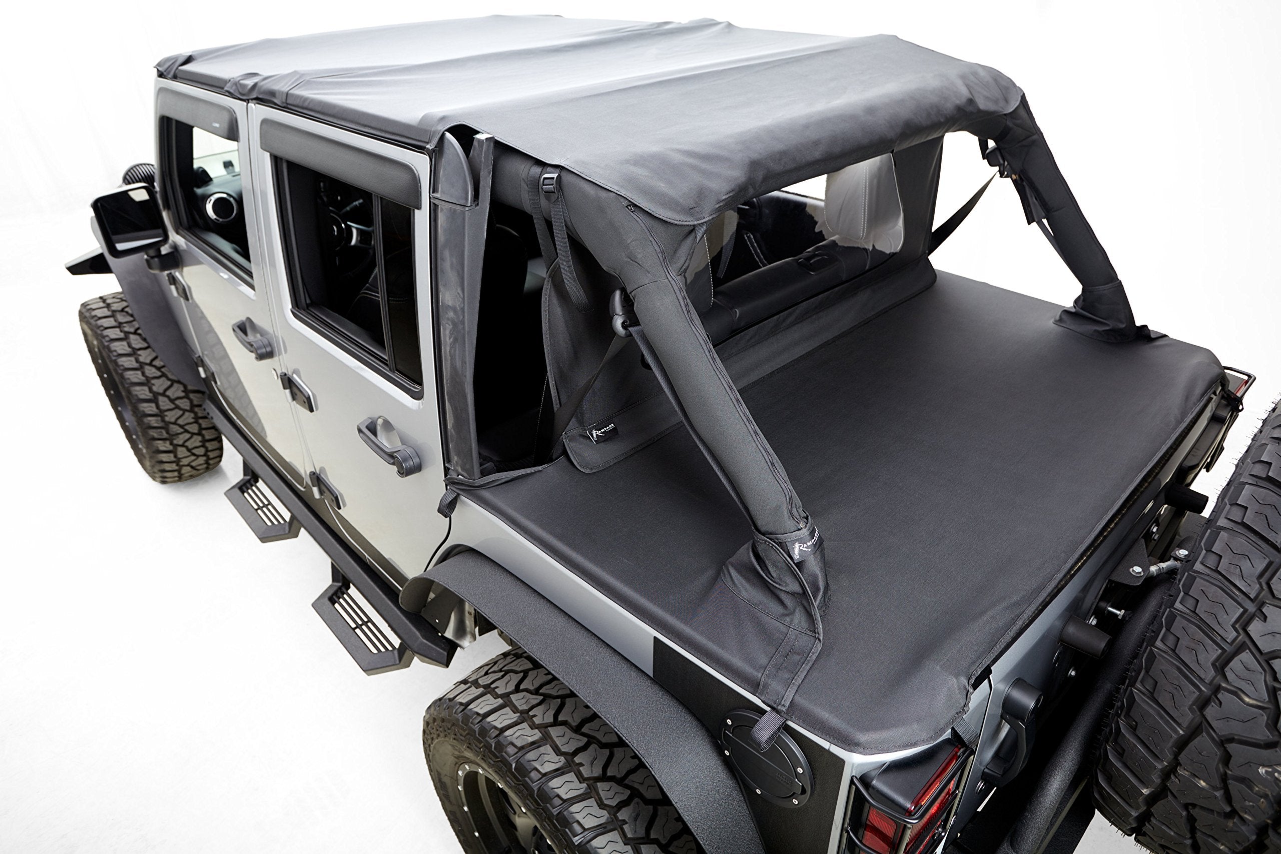RAMPAGE PRODUCTS Tonneau Cover for Jeep Wrangler JK | Black Diamond, Vinyl | 731035 | Fits 2007-2018 Jeep Wrangler JKU 4-Door