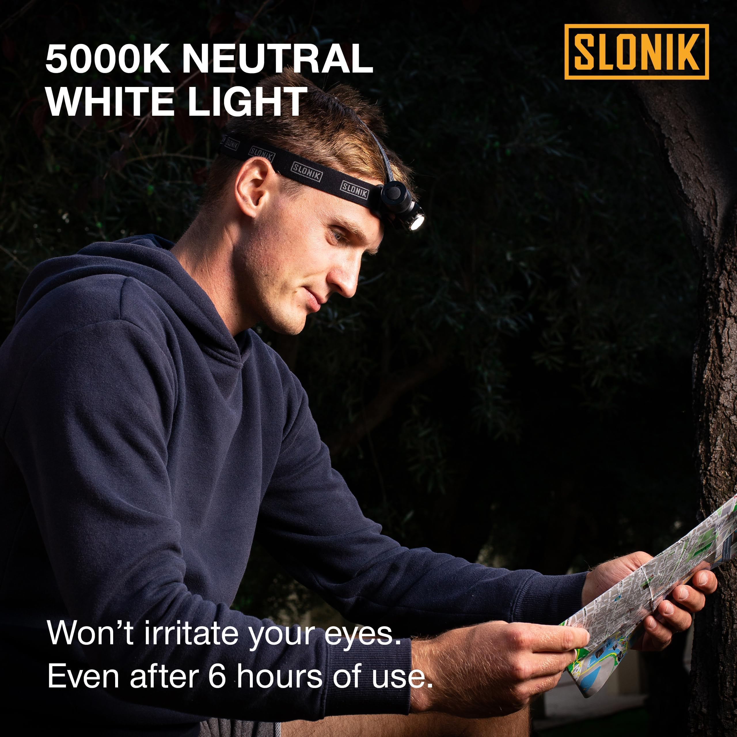 SLONIK Headlamp Rechargeable - 1000 Lumen LED USB Rechargeable Headlight - IPX4 Waterproof Head Lamp with Bright 60 ft Flashlight Beam - Hiking & Outdoor Camping Gear, Black