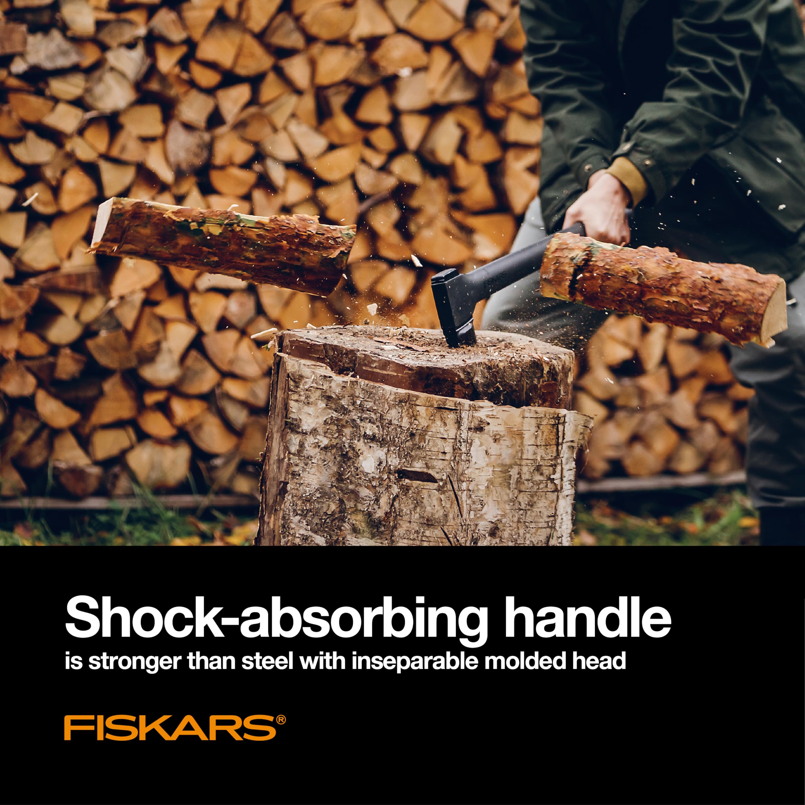 Fiskars X25 Splitting Axe, Tree Branch Cutter and Wood Splitter for Medium to Large Size Logs (28-Inch Axe) with Shock-Absorbing Handle