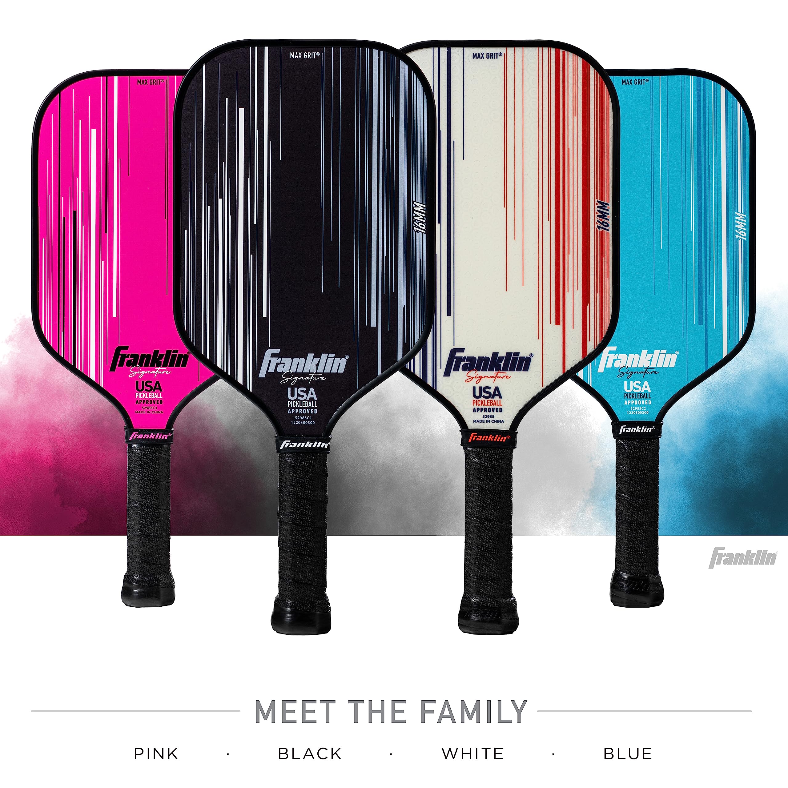 Franklin Sports Pro Pickleball Paddles - Signature Series Pro Pickleball Paddle with MaxGrit Surface - USA Pickleball (USAPA) Approved Tournament Pickleball Paddle - 16mm Polypropylene Core - Black