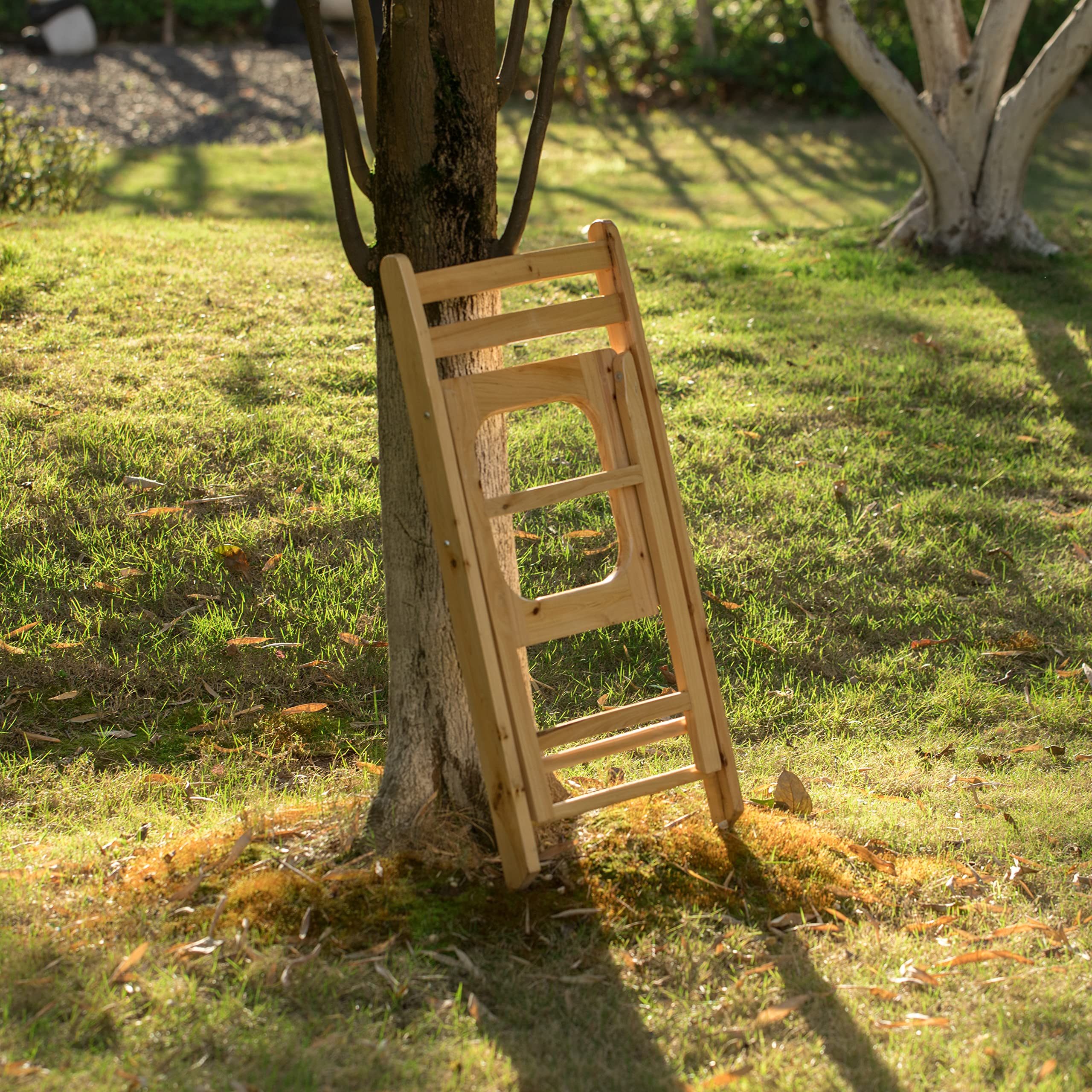 PLAYBERG Wooden Folding Portable Toilet Seat for Camping and Hiking with Backrest