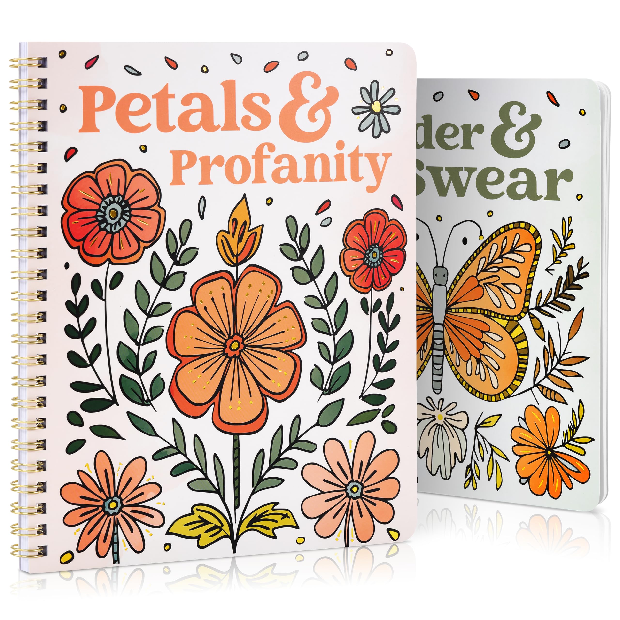Beautiful Coloring Book Set of 2 for Adult Relaxation - Funny Coloring Books with Floral Designs for a lot of Laughs - The Perfect Stress-Relieving Gift for Women
