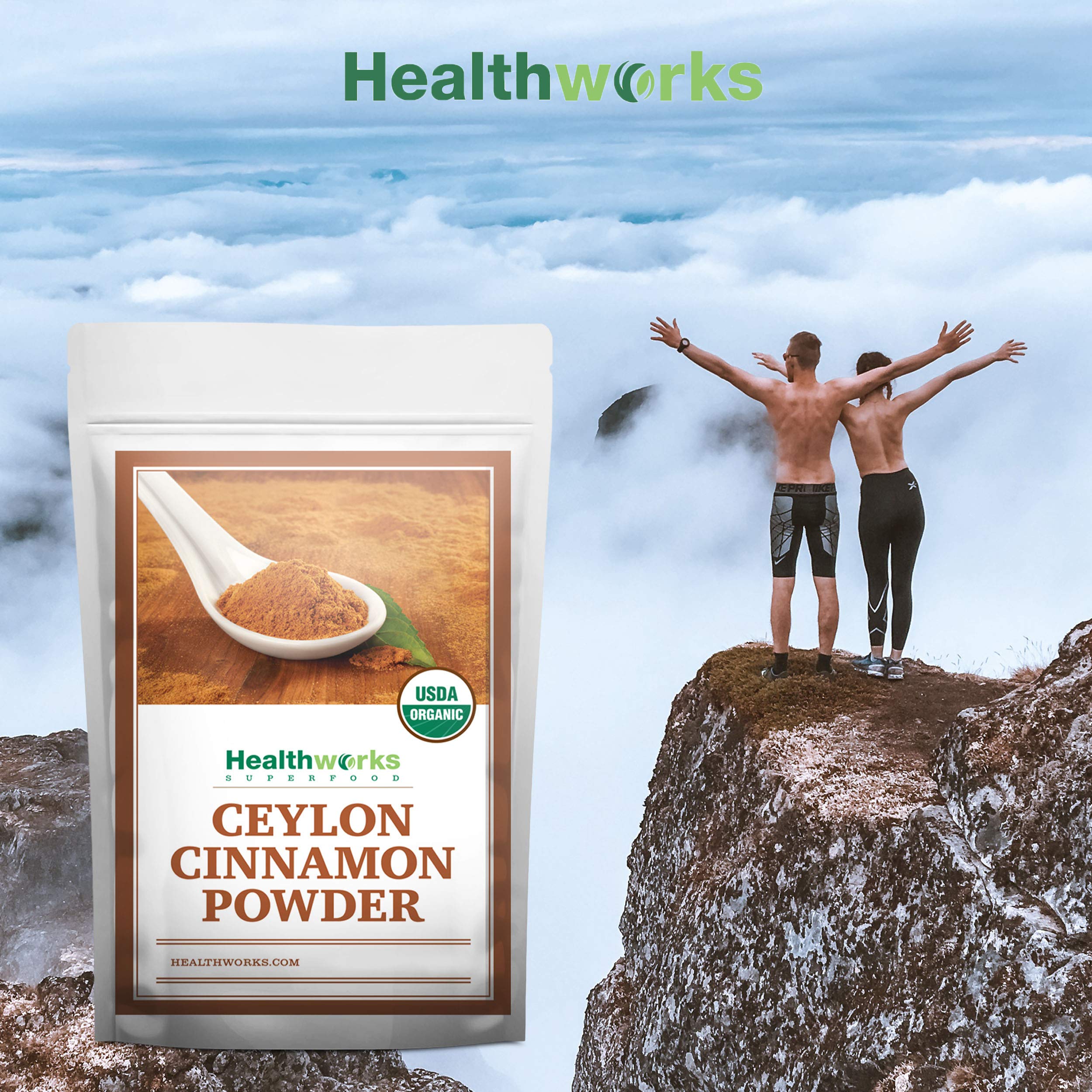 Healthworks Ceylon Cinnamon Powder Ground Raw Organic (16 Ounces / 1 Pound) | Keto, Vegan & Non-GMO | Great with Coffee, Tea & Oatmeal | Premium Antioxidant Superfood/Spice (1 Pound)