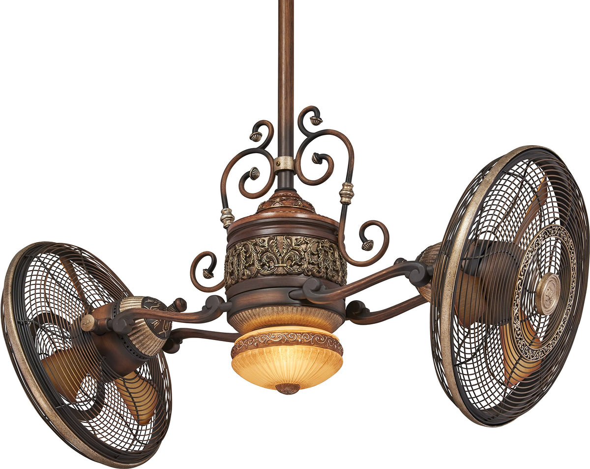 Minka-Aire F502-BCW Traditional Gyro 42 Inch Twin Head Ceiling Fan in Belcaro Walnut Finish