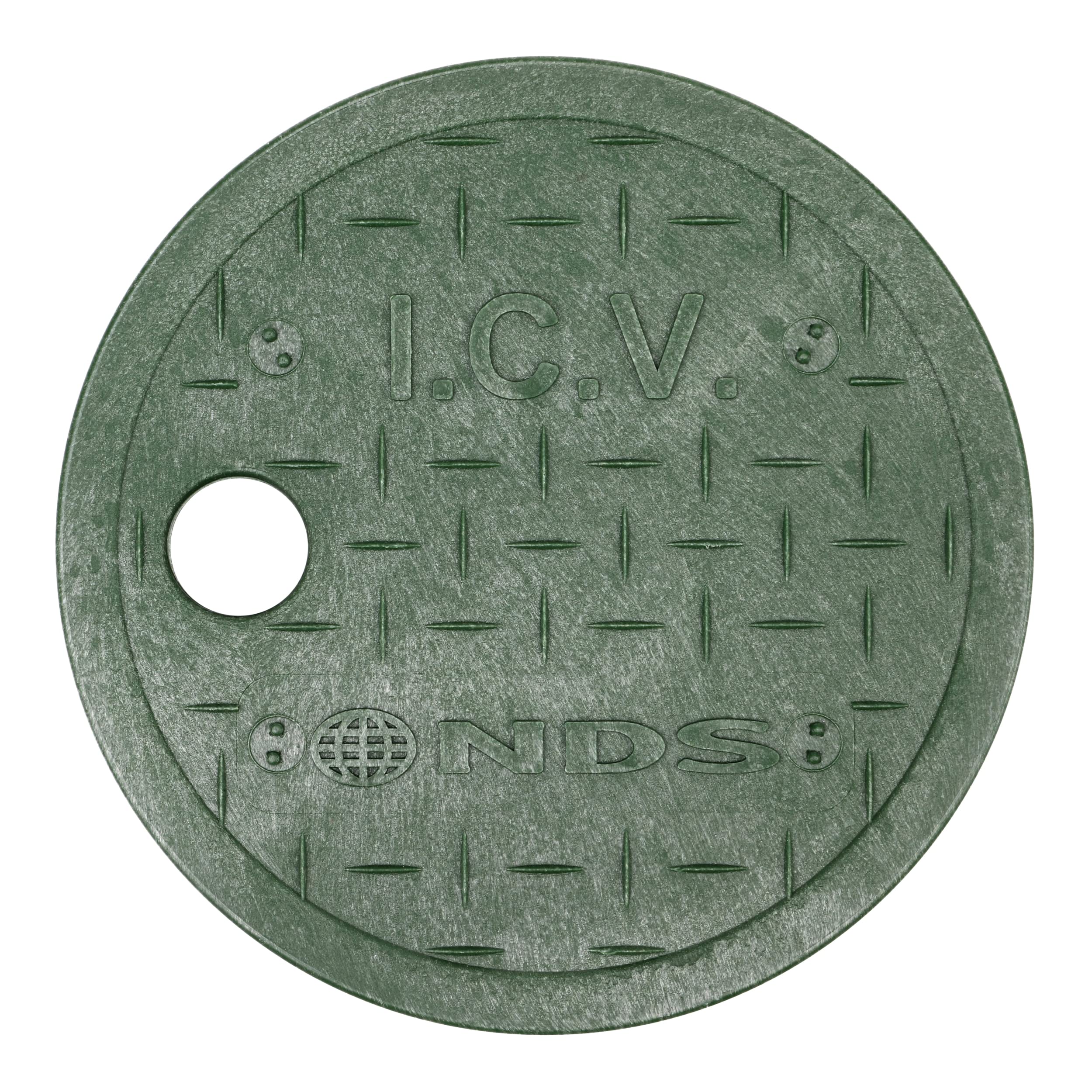 NDS 107BC 6 in. Valve Box and Cover, 9 in. Height, ICV Lettering, Black Box, Green Overlapping Cover, Black/Green