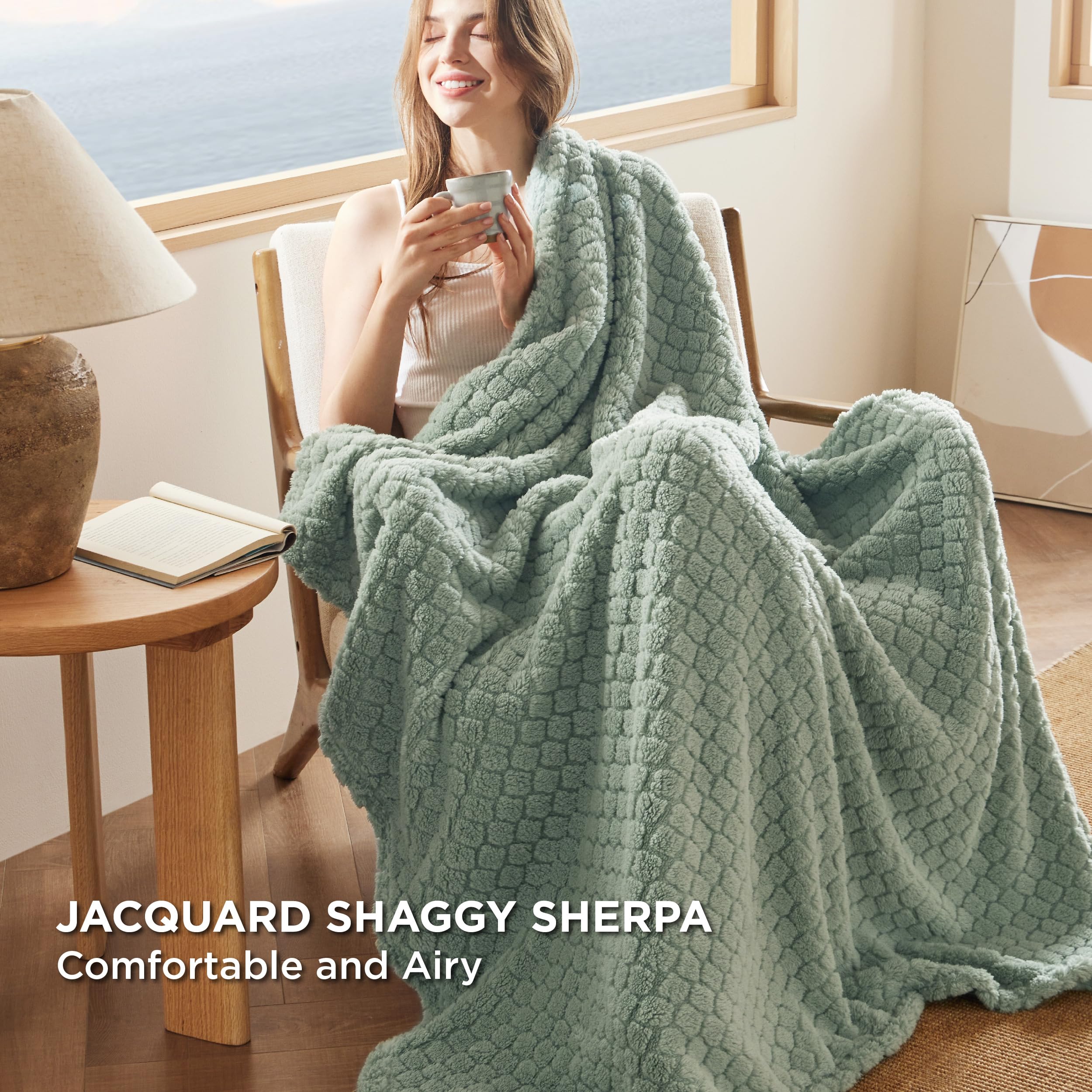 Bedsure Sage Green Throw Blanket for Couch - Super Soft Cozy Blankets for Women, Cute Small Blanket for Girls, 50x60 Inches
