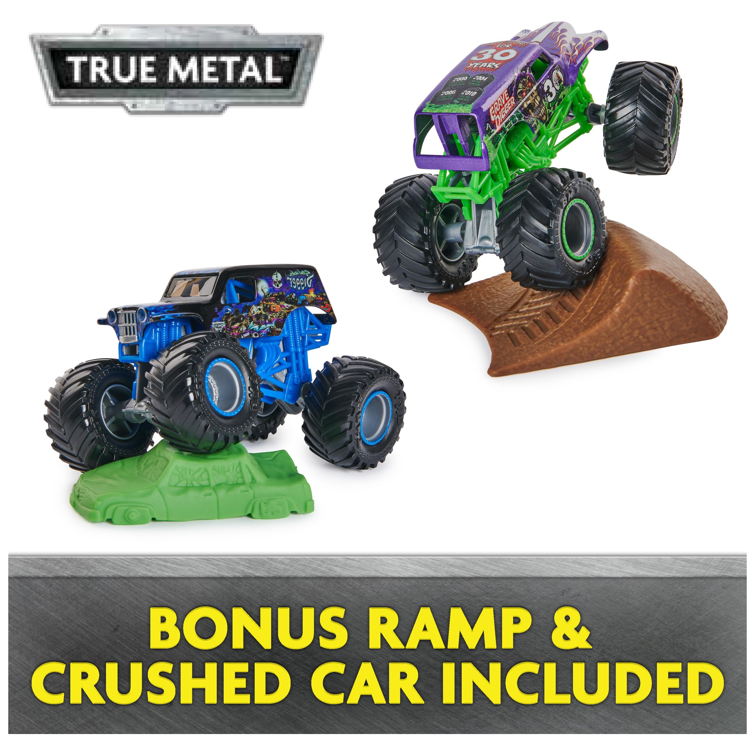 Monster Jam, Grave Digger 40th Anniversary 8-Pack Monster Trucks with Bonus Accessories, 1:64 Scale, Kids Toys for Boys and Girls 3 and up