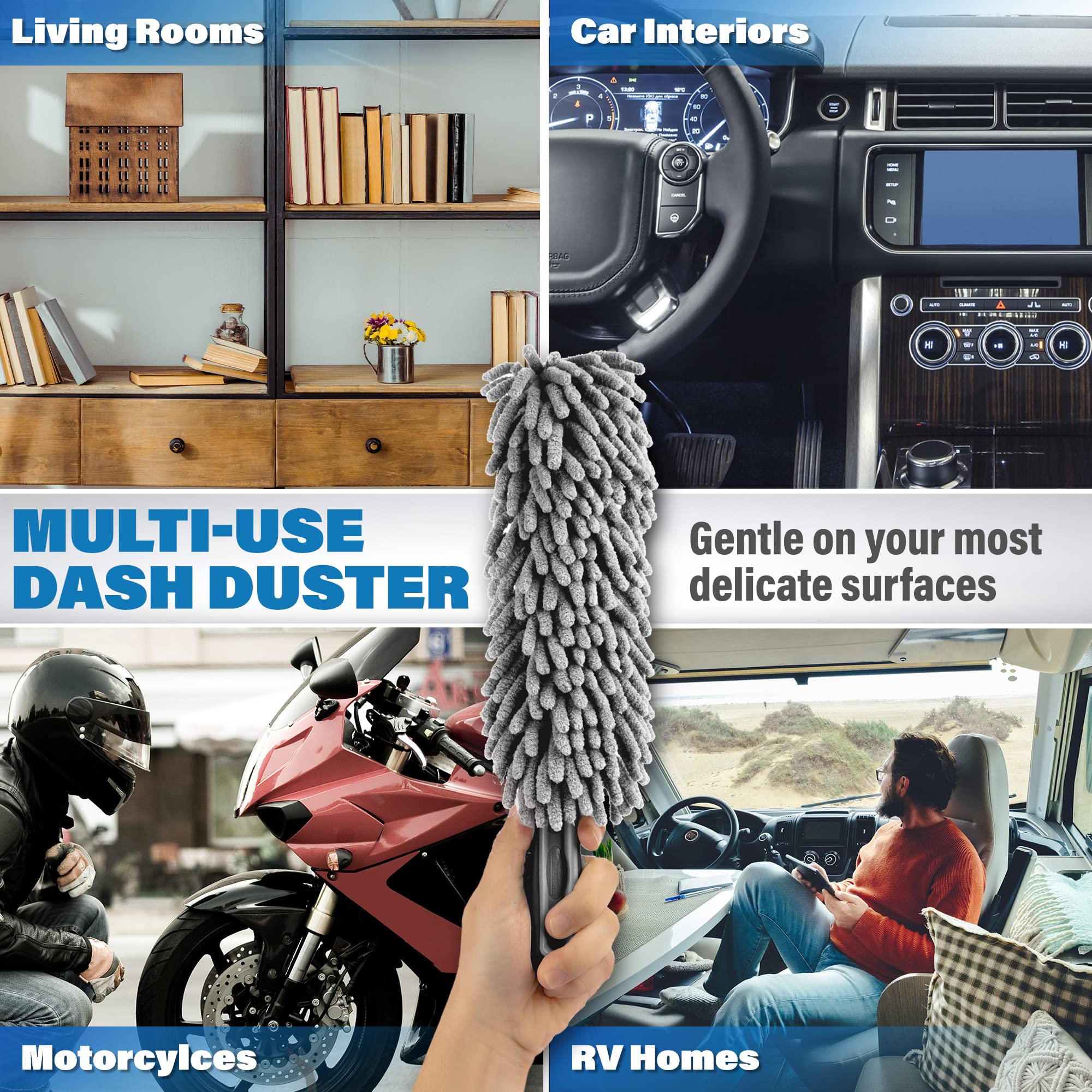 Professional Car Duster Brush - Interior Car Accessories for Women & Men - Lint & Scratch Free