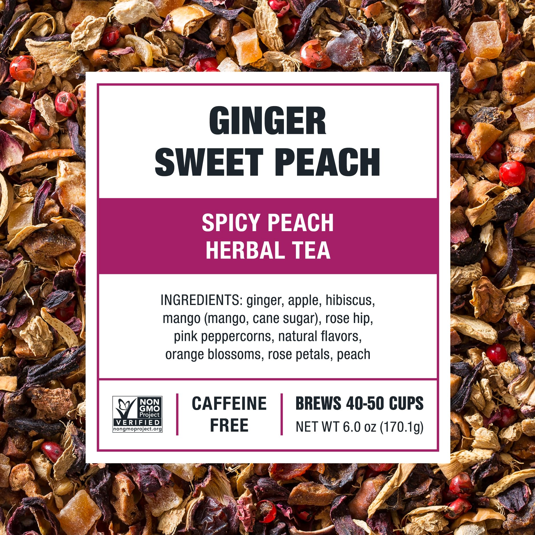 Tiesta Tea - Ginger Sweet Peach | Spicy Peach Herbal Tea | Premium Loose Leaf Tea Blend | Non Caffeinated Herbal Tea | Make Hot or Iced Tea & Brews Up to 50 Cups - 6 Ounce Refillable Tin