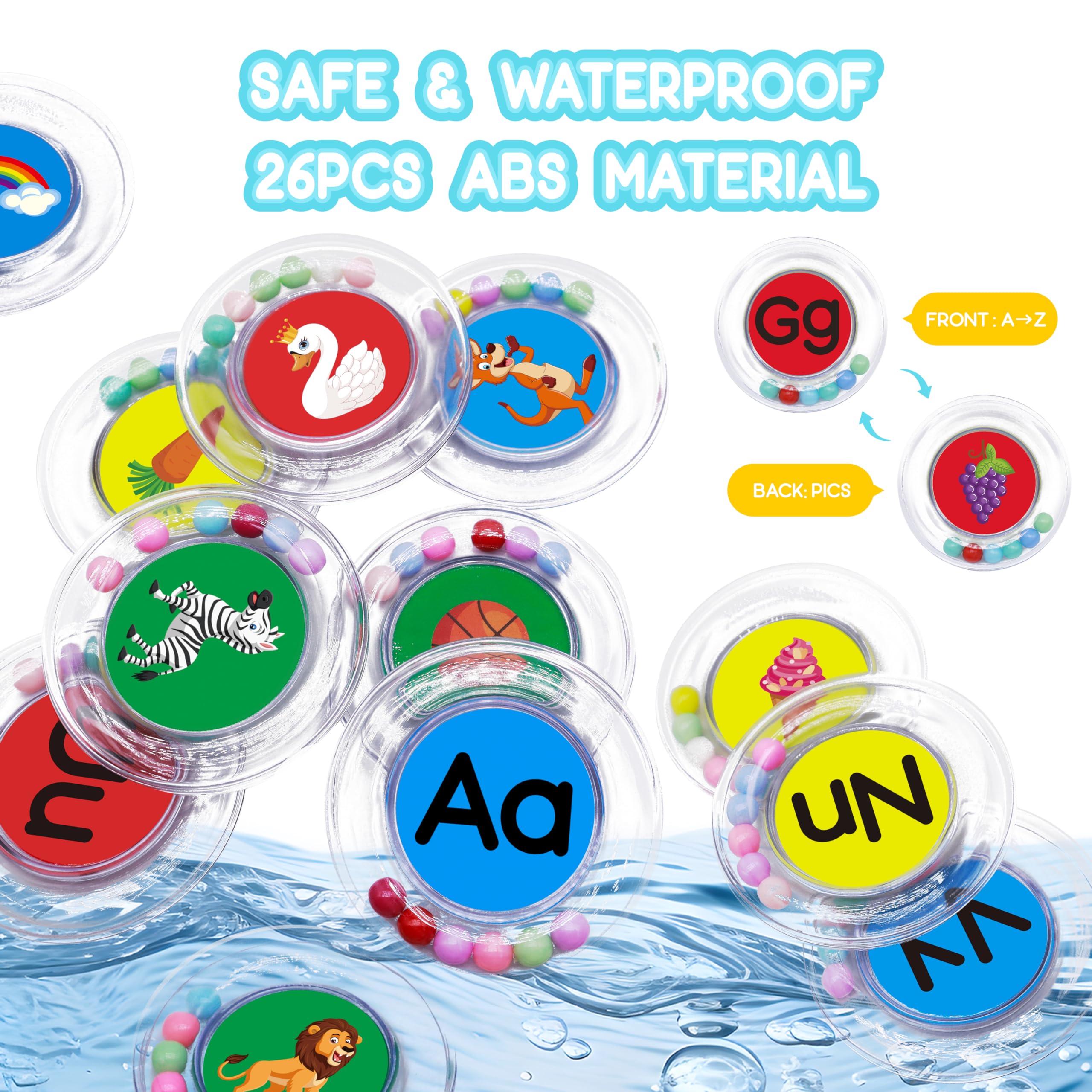 Baby Bath Toys 26pcs Alphabet Letters, Mold Free Floating Bathtub Toys Water Pool Toys Set with Mesh Bag for Kids Toddlers Ages 2 3 4 5 - Preschool ABC Learning Educational Gifts