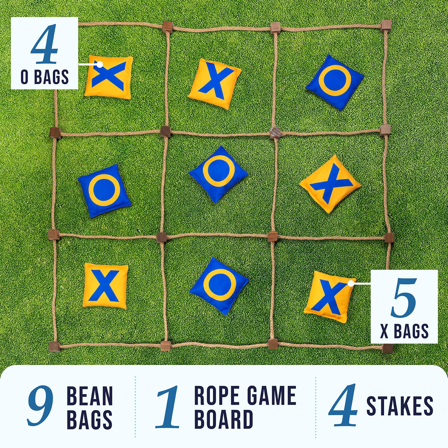 Maplefield Giant Tic Tac Toe Game - Heavier, Quality Bean Bag - Outdoor Lawn Games for Family Picnics, Camping, Parties, and Backyard Fun - Tic Tac Toe Toss Game for Kids and Adults