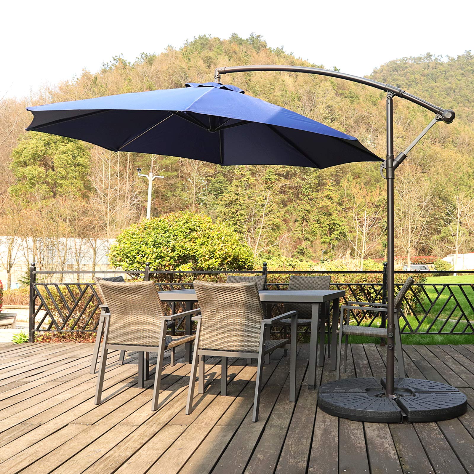 Funsite 4Pcs Offset Umbrella Base, Heavy-duty Cantilever Umbrella Base Weights, Water or Sand Filled Circular Umbrella Weight for Offset Umbrella Stand, 150-194lbs