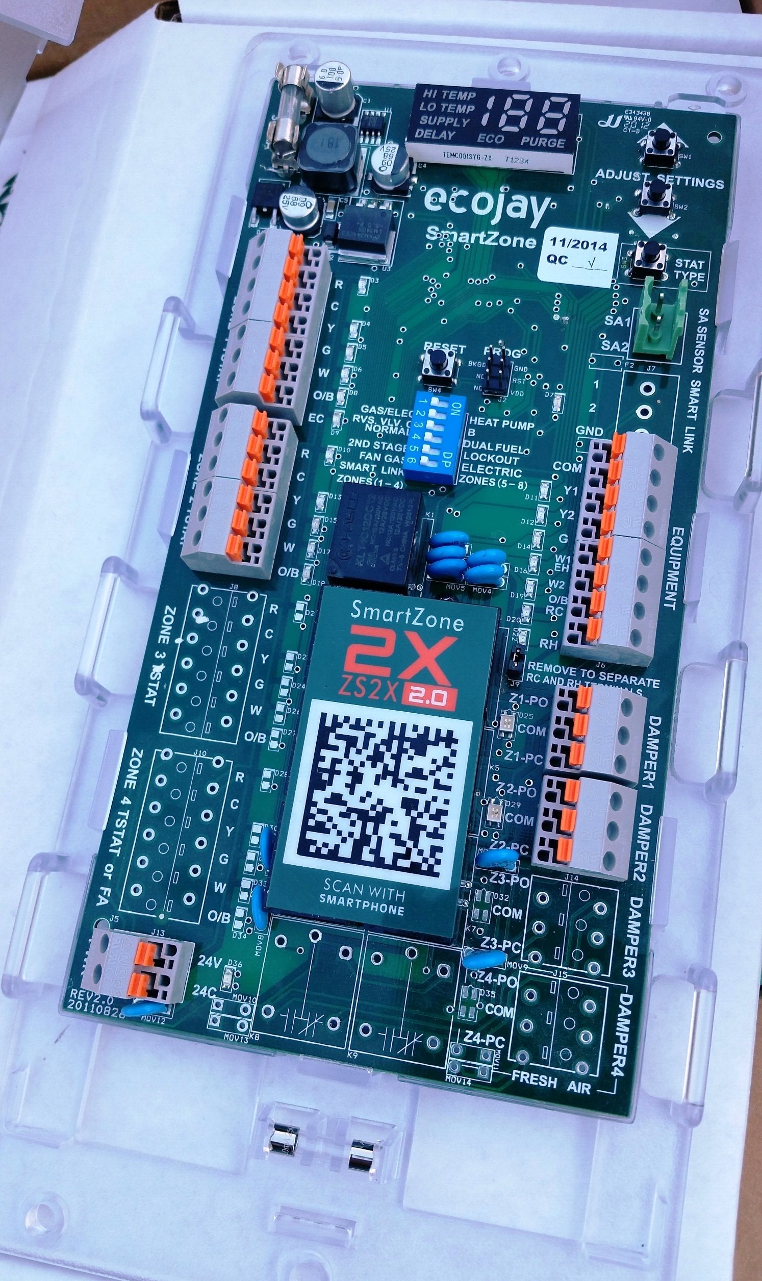 SmartZone-2X : 2 Zone HVAC Controller KIT w/Temp Sensor; Dual climate control to replace Honeywell, EWC, Zonefirst, Zonex, Durozone & more