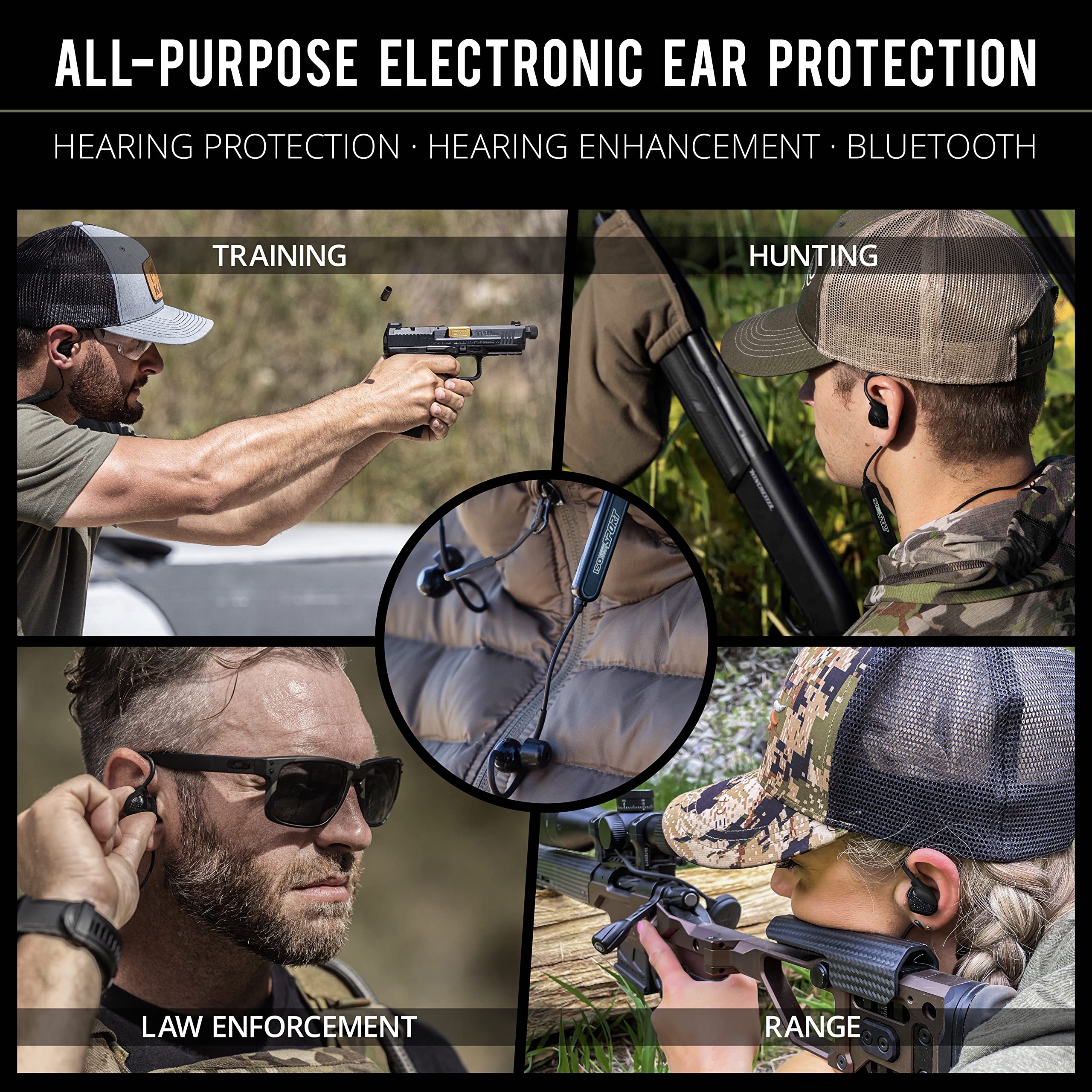 ISOtunes Sport Advance BT Shooting Earbuds: Tactical Bluetooth Hearing Protection (Matte Black)