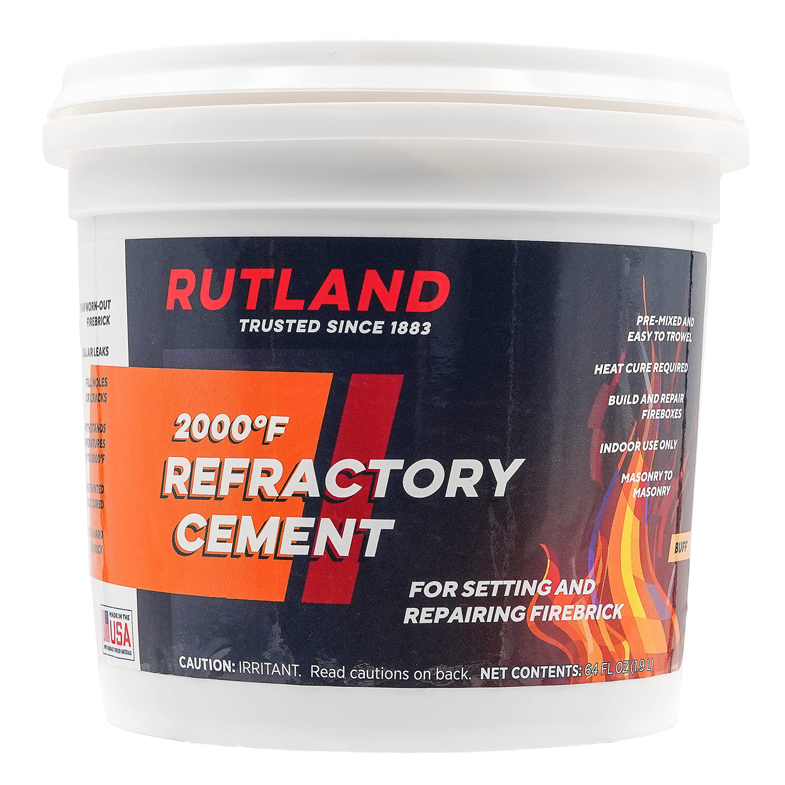 Rutland Products, 64 Fl Oz Rutland 610 Refractory Cement, Buff