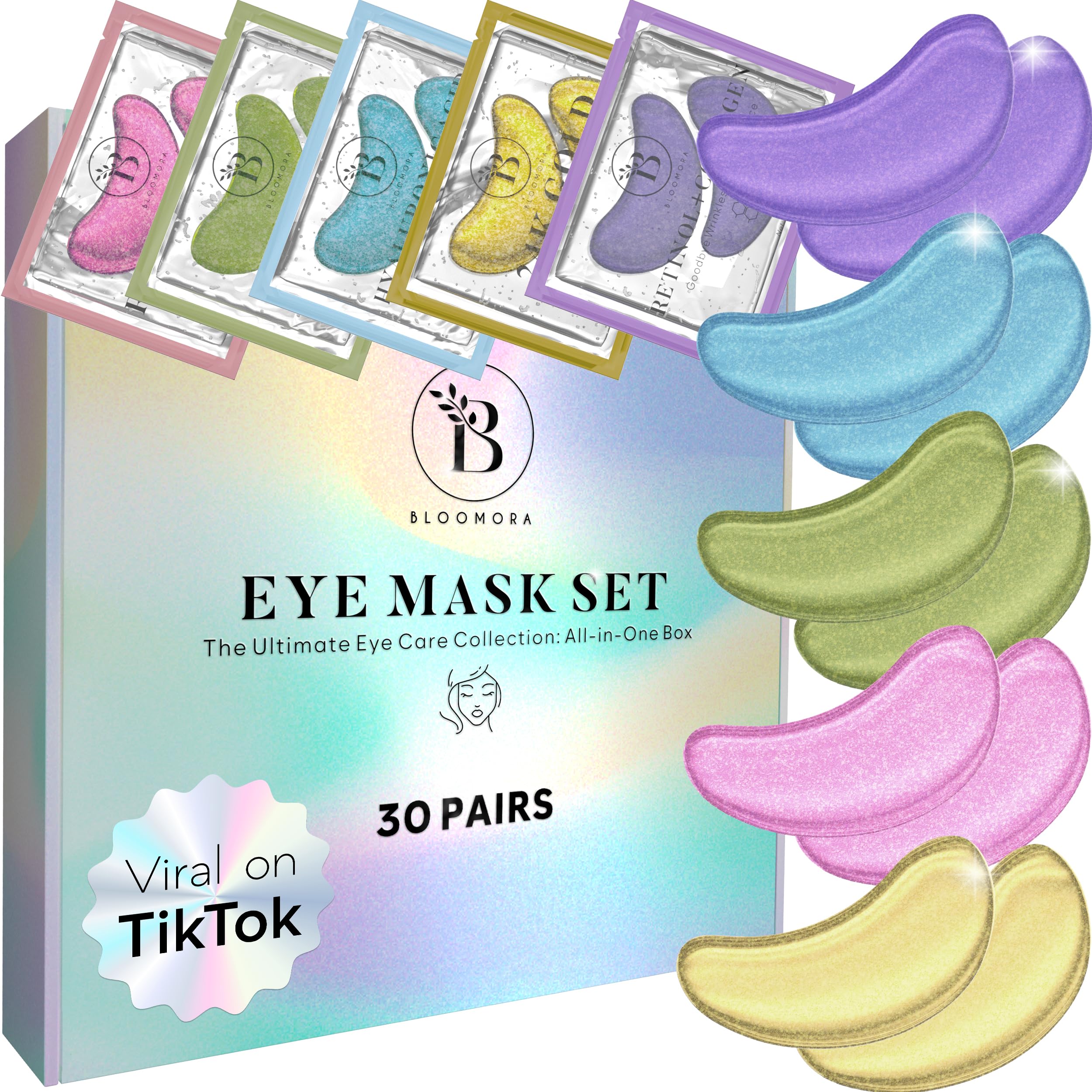 BLOOMORA Green Tea Under Eye Patches (20 Pairs) - Dark Circles & Puffiness Care - Hydrating Green Tea Eye Mask
