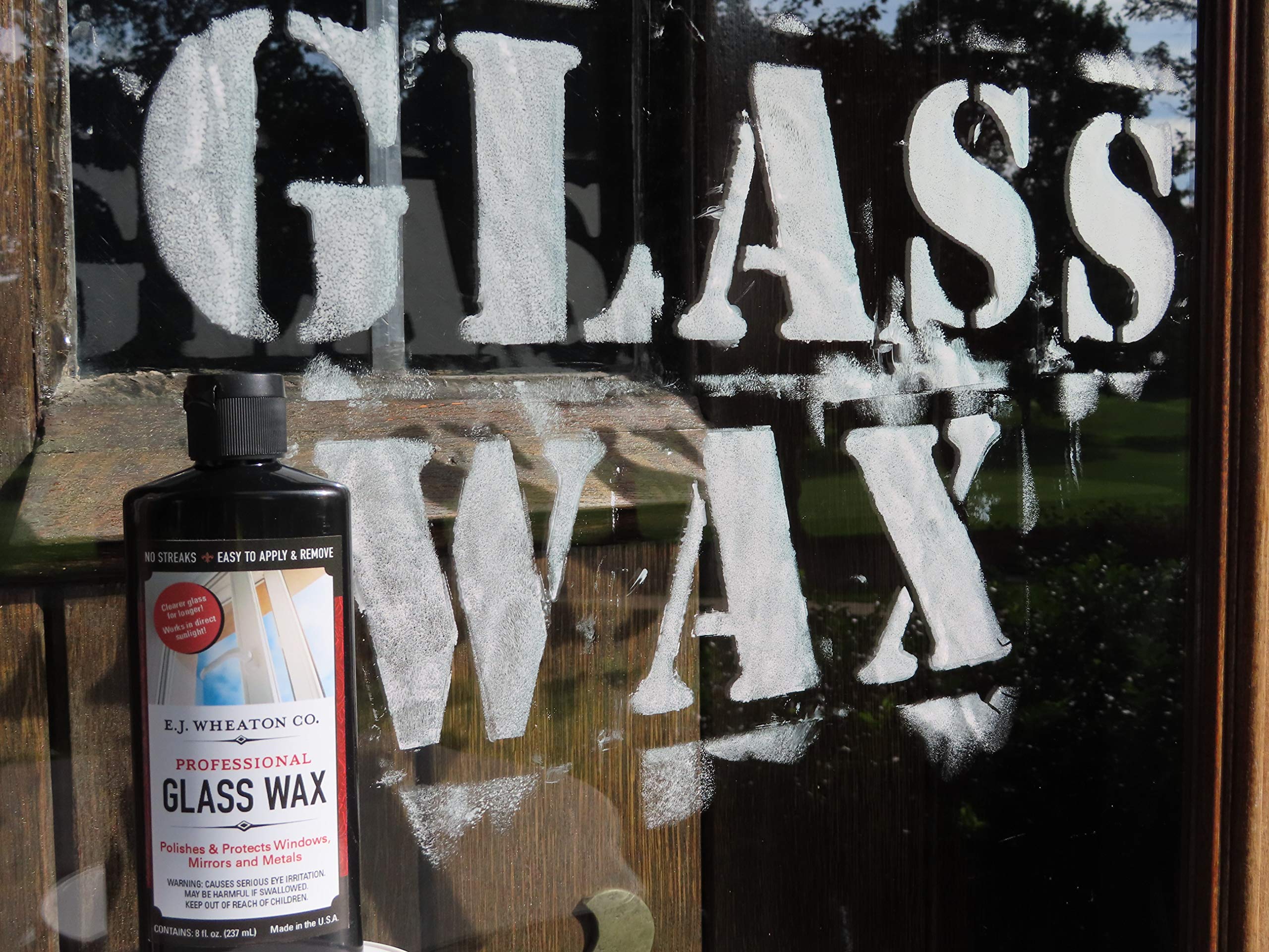 E.J. Wheaton Glass Wax, Polishes and Protects Windows, Mirrors and Metal Surfaces, Dries Chalk White, Easy to Apply and to Remove, Made in USA
