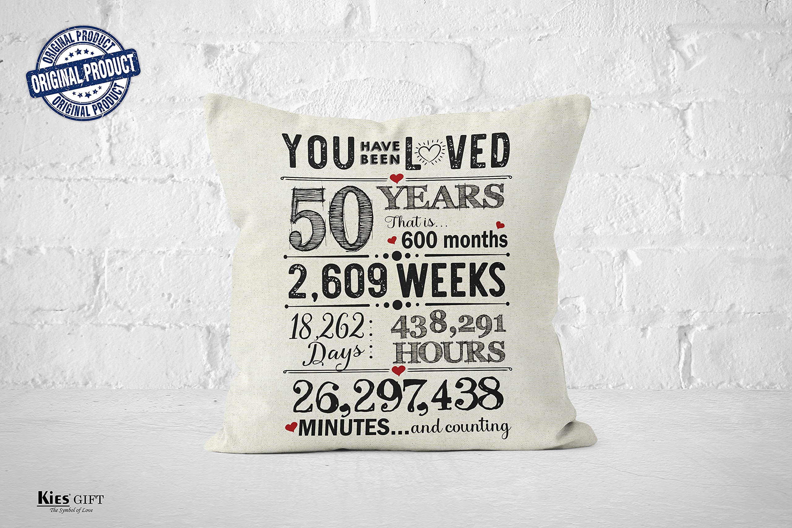 Kies Home® (Double-Sided) 50th Reserved 2-Pockets Birthday Gifts Ideas Pillow Covers 18x18 50th Birthday Gifts Men Women Gifts Birthday Decoration Mum Birthday Gifts Grandad Gifts 45x45 Pillow Cover