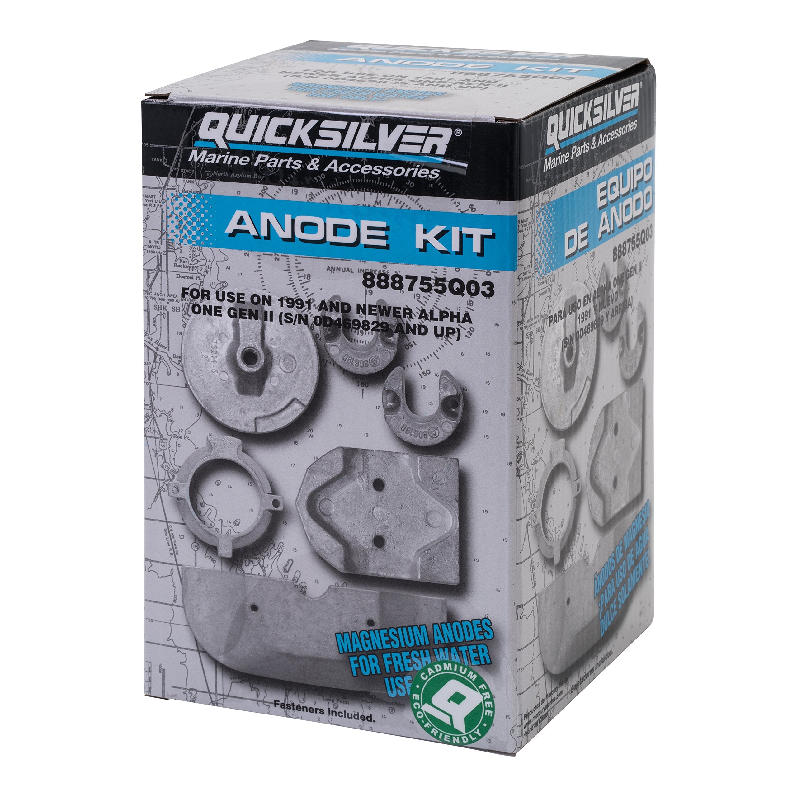 Quicksilver 888755Q03 Magnesium Anode Kit for Select MerCruiser Alpha One Gen II - 1991 and Newer