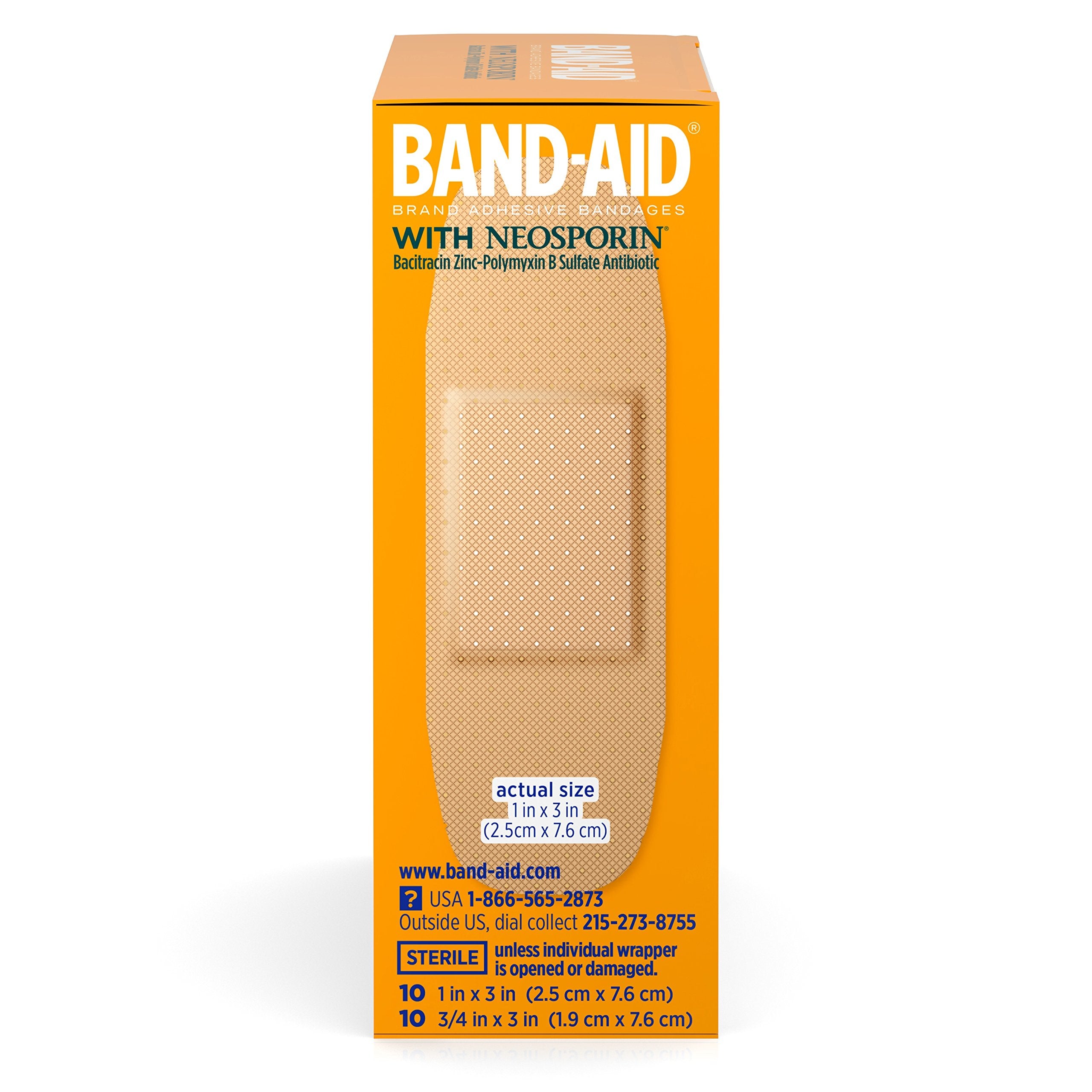 Band-Aid - 5570 Brand Bandages with Neosporin Antibiotic Ointment, Assorted Sizes, 20 ct