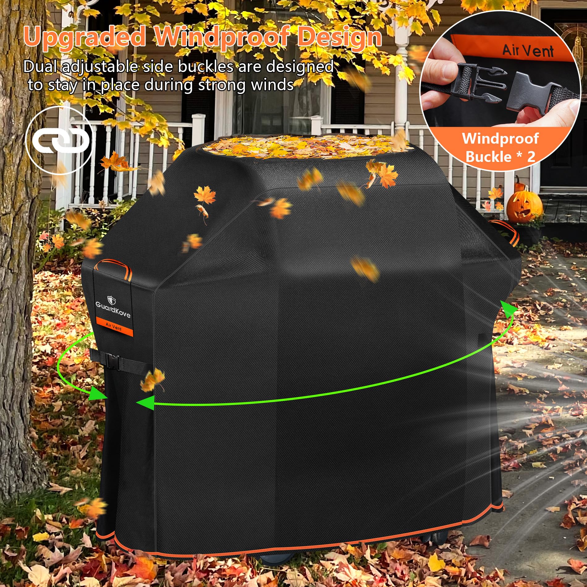 [Upgraded 1000D Heavy Duty Fabric] 60" Grill Cover for Outdoor Grill, Waterproof, Tear & Fade Resistant BBQ Cover with Buckle & Air Vent, Gas Grill Cover for 3-4 Burner Weber Nexgrill Char-Broil Grill