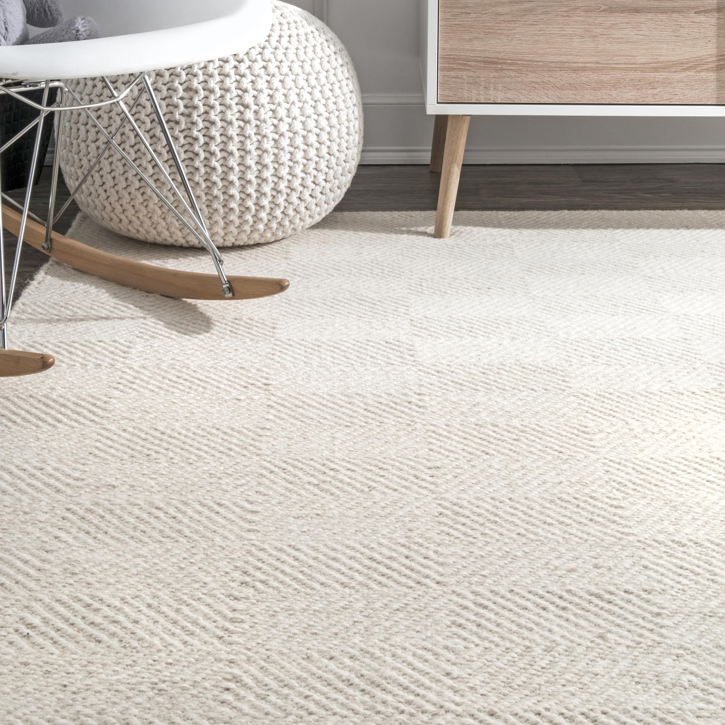 nuLOOM Ago Geometric Wool Area Rug, 7' 6" x 9' 6", Cream