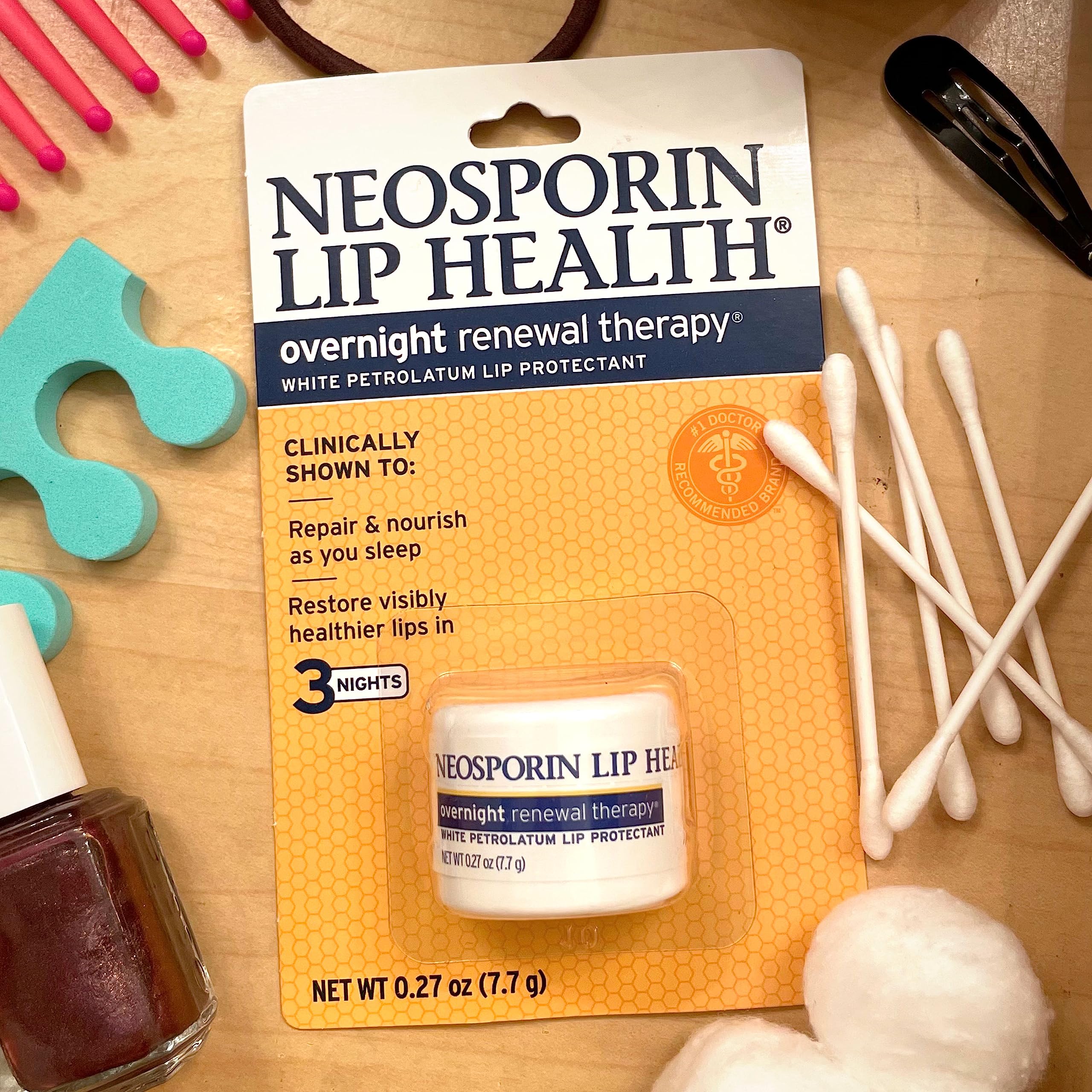 Neosporin Lip Health Overnight Renewal Therapy, 0.27 Oz, Pack of 2