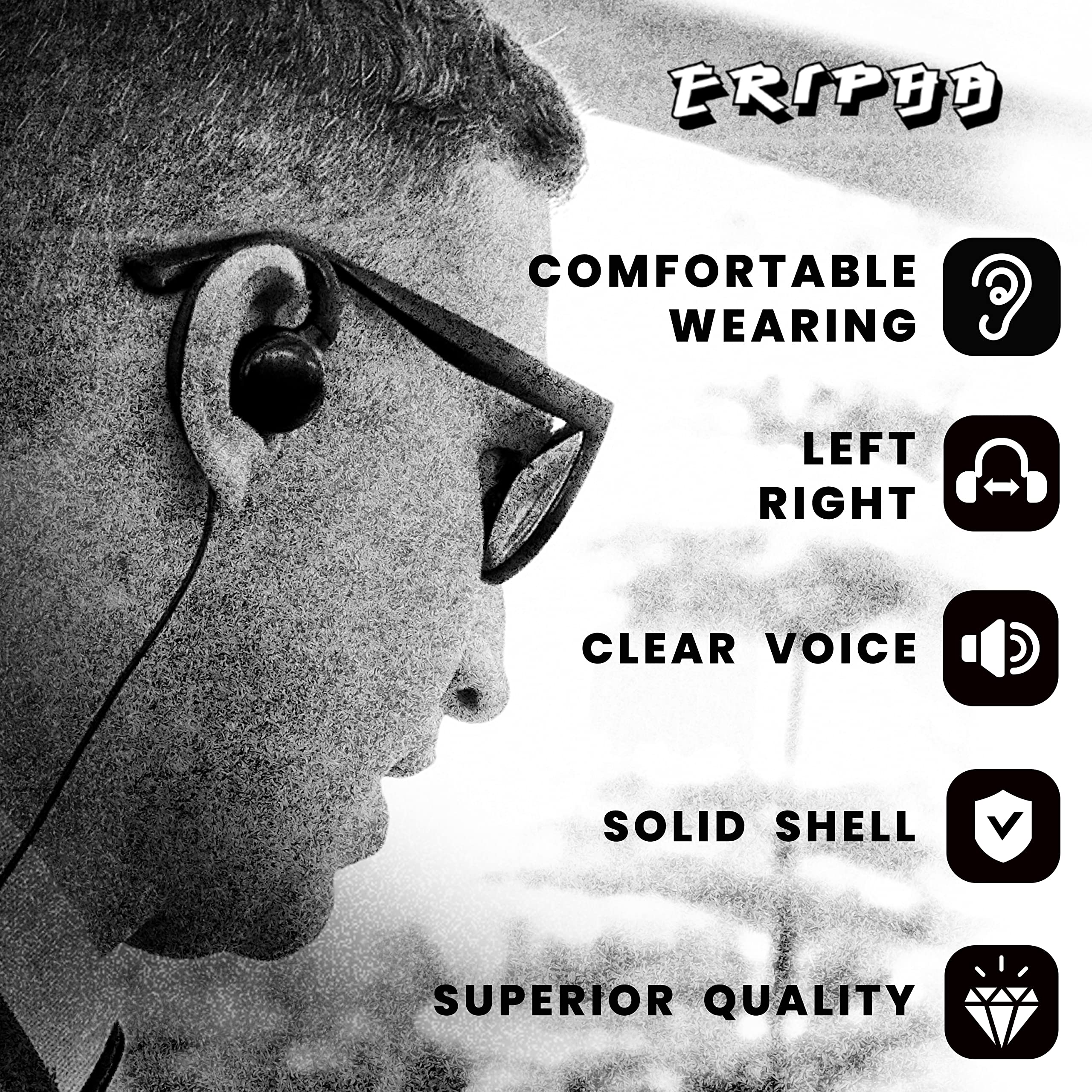 ERIPHA CP100d CP200 Radio Earpiece Compatible with Motorola BPR40 CLS 1110 1410 VL50 RDM2070D DLR1020 Walkie Talkie 2 Pin [C-Ring] Two Way Radio Surveillance Headset with PTT Mic (1 Pack)