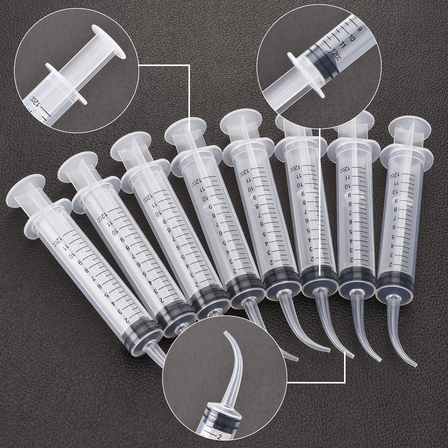 TecUnite 8 Pcs Syringe 12cc Dental Irrigation Syringe with Curved Tip Wisdom Teeth Syringe Measurement Syringe Disposable Water Oral Mouth Liquid Tonsil Stone Squirt Mouthwash Cleaner Syringes