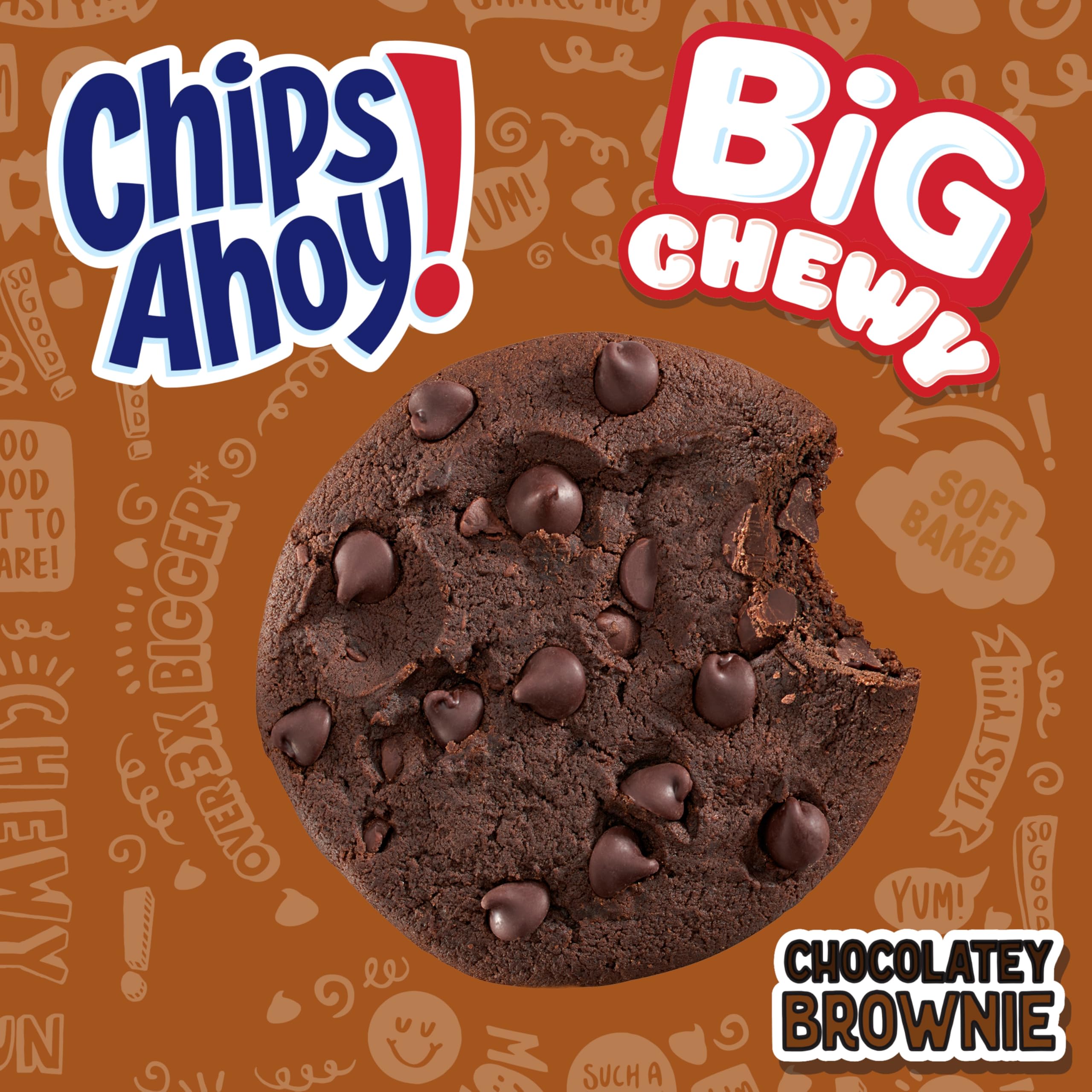 CHIPS AHOY! Big Chewy Chocolate Chip Cookies, Chocolatey Brownie, 14 Snack Packs (1 Cookie Per Pack)