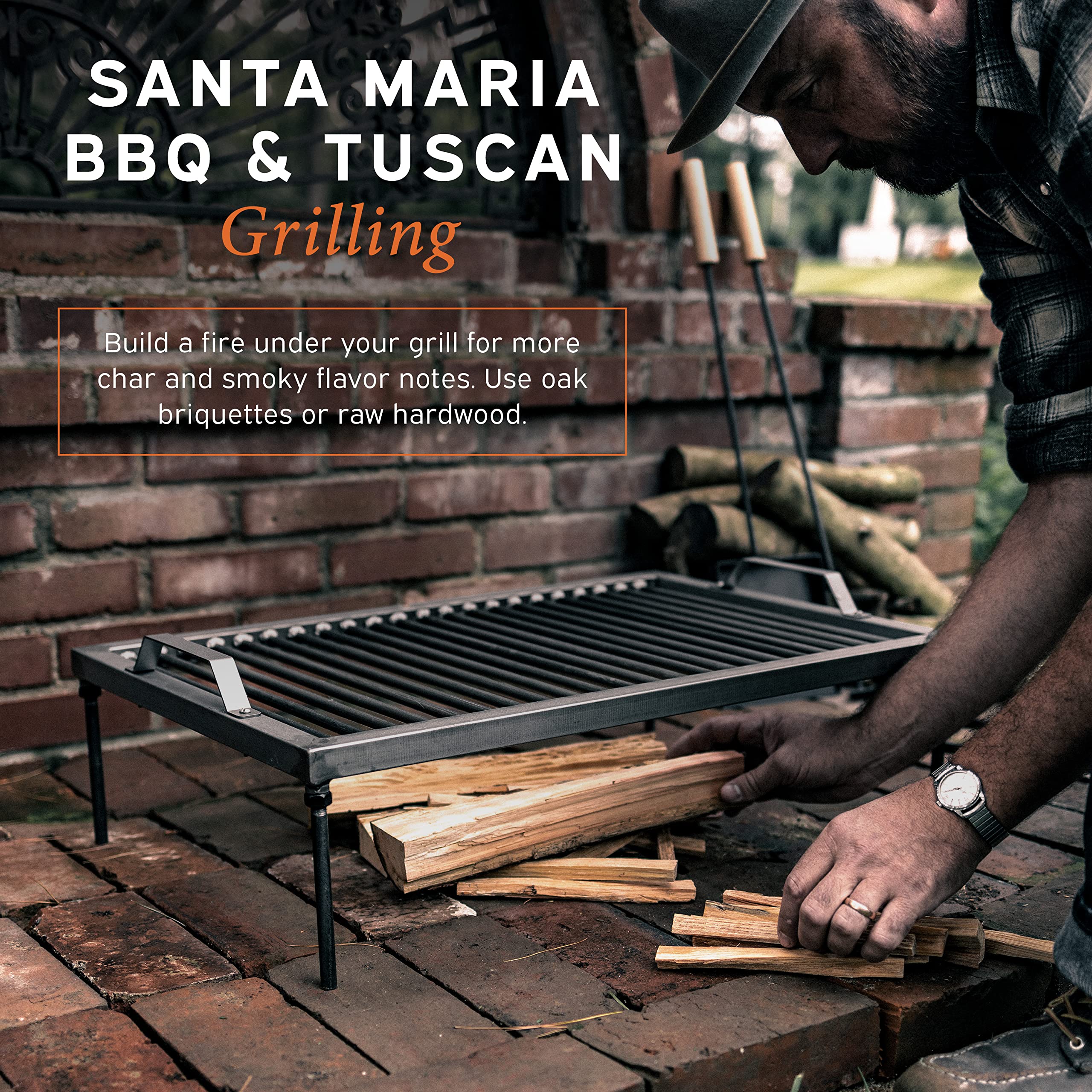 Hickory Summit Argentine Grill - Argentinian Grills - Santa Maria Grill - Argentinian Parrilla Set with all Tools Included - BBQ Parrillas Asado