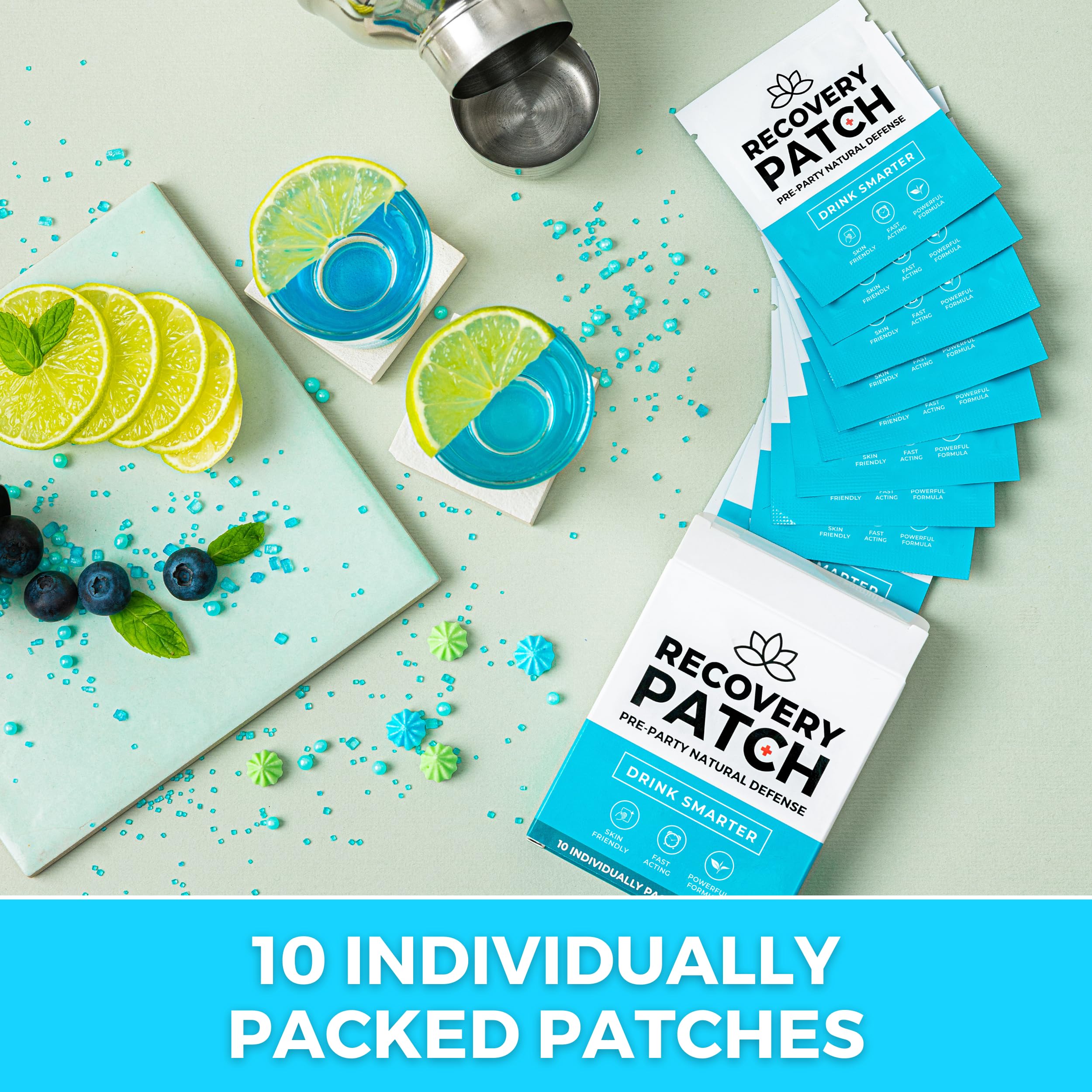 Party Treats Patches 10 Pack - Wake Up Refreshed & Energized with Our 100% Natural Ingredients Patch - Individually Wrapped, Skin-Friendly & Waterproof - Enhanced Morning Formula