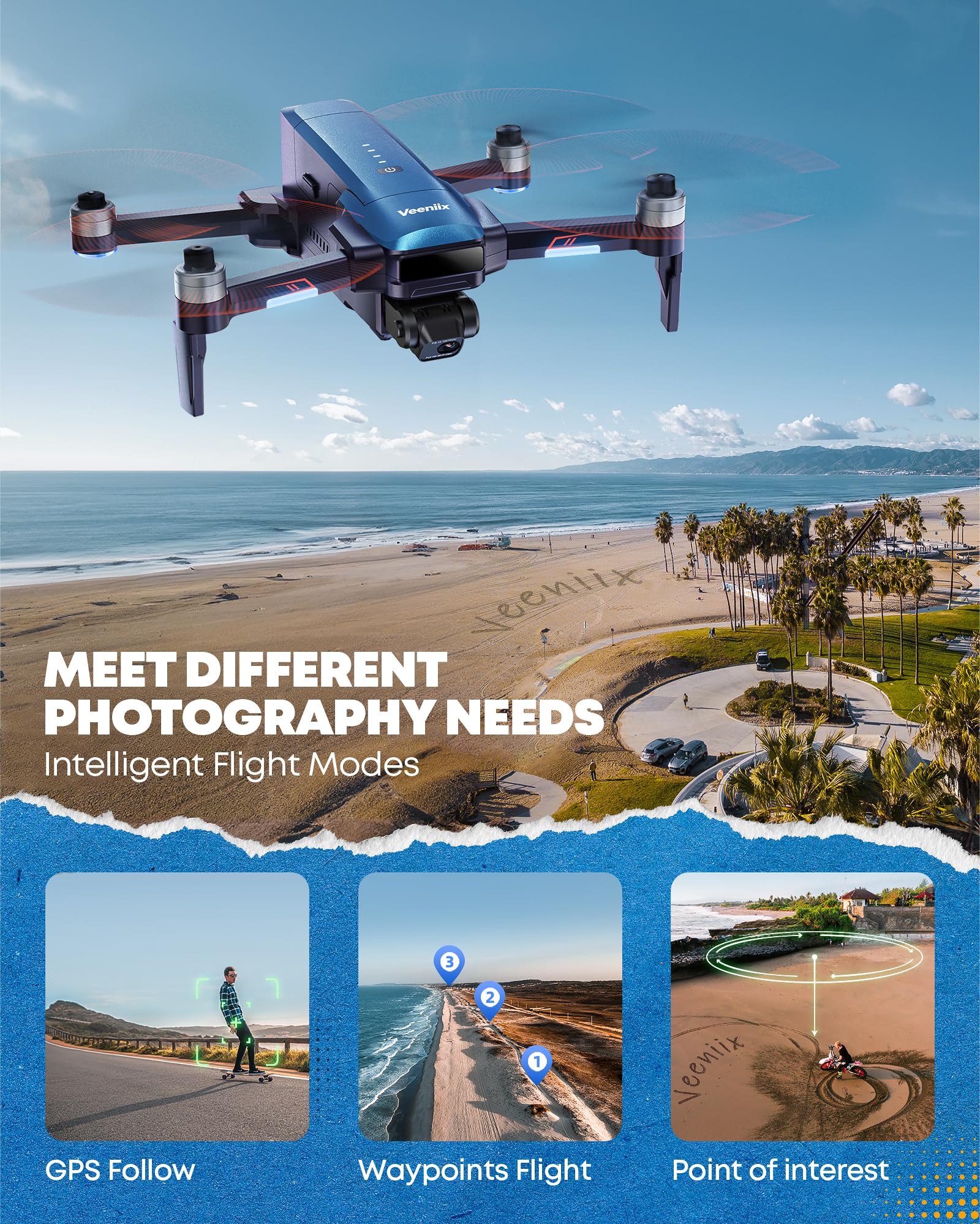 Veeniix V11 Drones with Camera for Adults 4K, 70Min Flight Time, Gimbal & EIS 4K/30FPS Beginners Quadcopter, 3KM Long Range Transmission, GPS Auto Return, Easy App-Controlled, Integrated FAA Remote ID