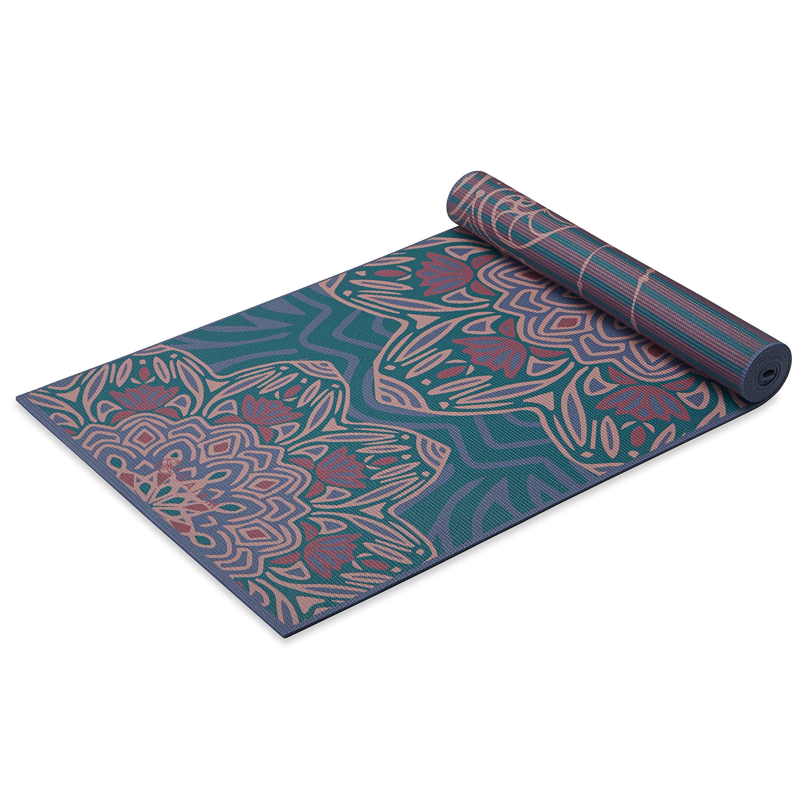 Gaiam Yoga Mat Premium Print Reversible Extra Thick Non Slip Exercise & Fitness Mat for All Types of Yoga, Pilates & Floor Workouts, Jade Salutation, 6mm