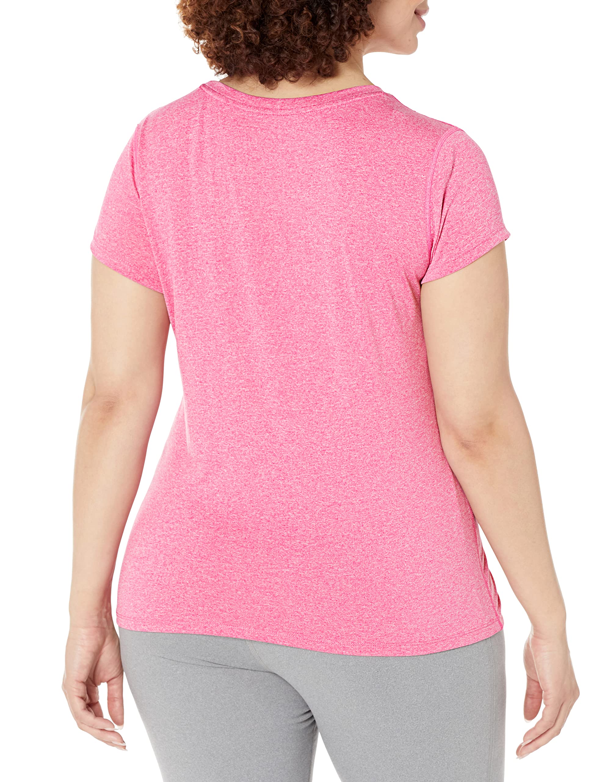 Hanes Women's Sport Performance V-Neck Tee, Amaranth Heather, Medium